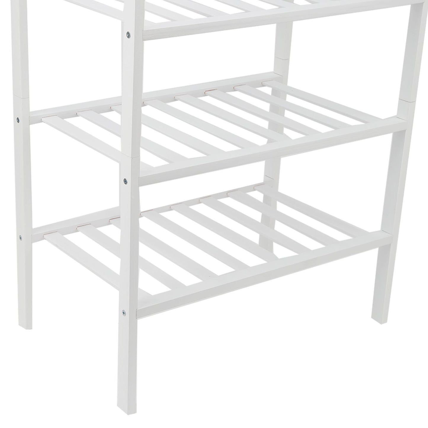 4 Tier Shoe Rack White Stackable Shoes Rack Organizer Multifunctional Bamboo Shoe Rack for Home Hotel Dorm