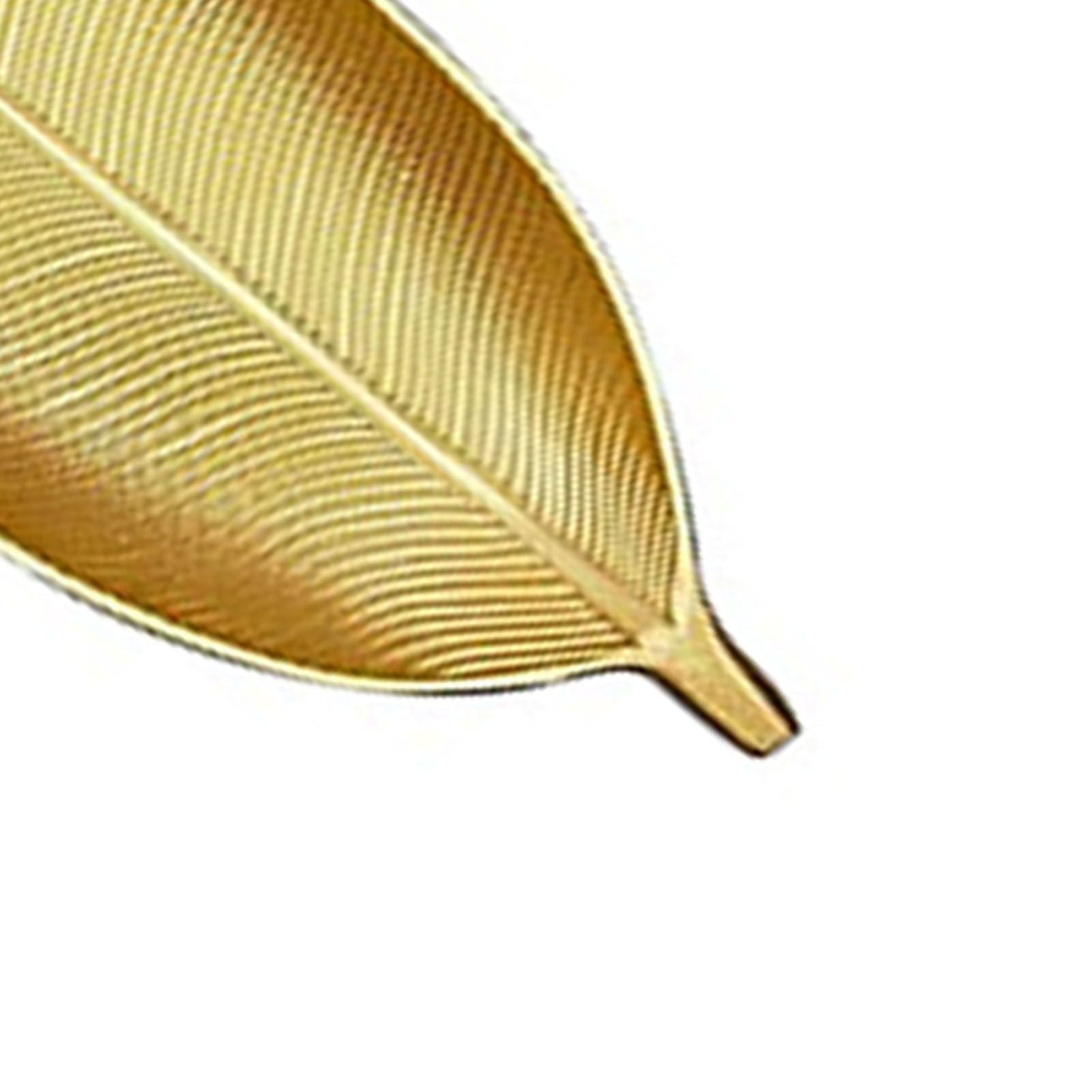 Fruit Plate Golden Style Leaf Shape Brushed Appearance Compact Density Board Serving Dessert Plate for Home S