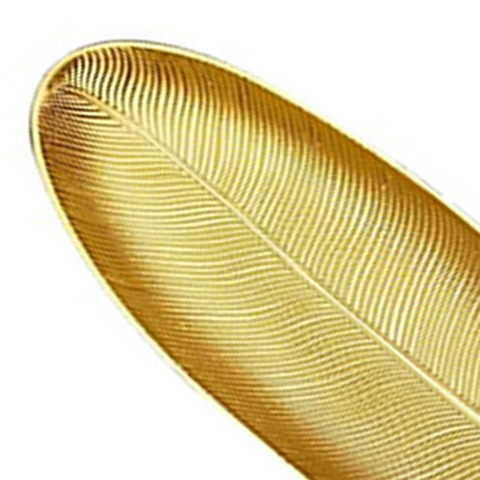 Fruit Plate Golden Style Leaf Shape Brushed Appearance Compact Density Board Serving Dessert Plate for Home S