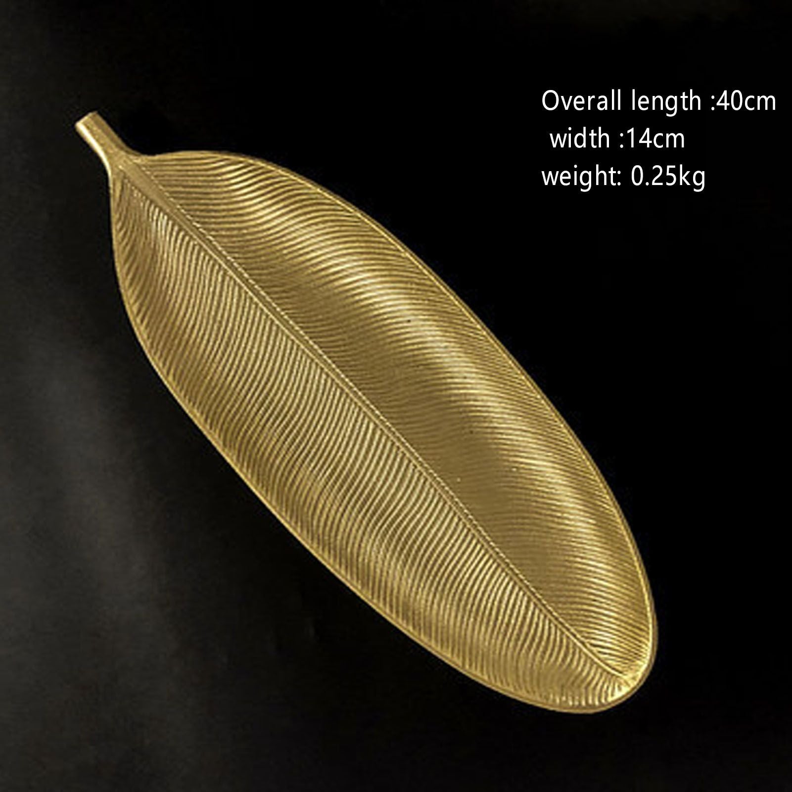 Fruit Plate Golden Style Leaf Shape Brushed Appearance Compact Density Board Serving Dessert Plate for Home S