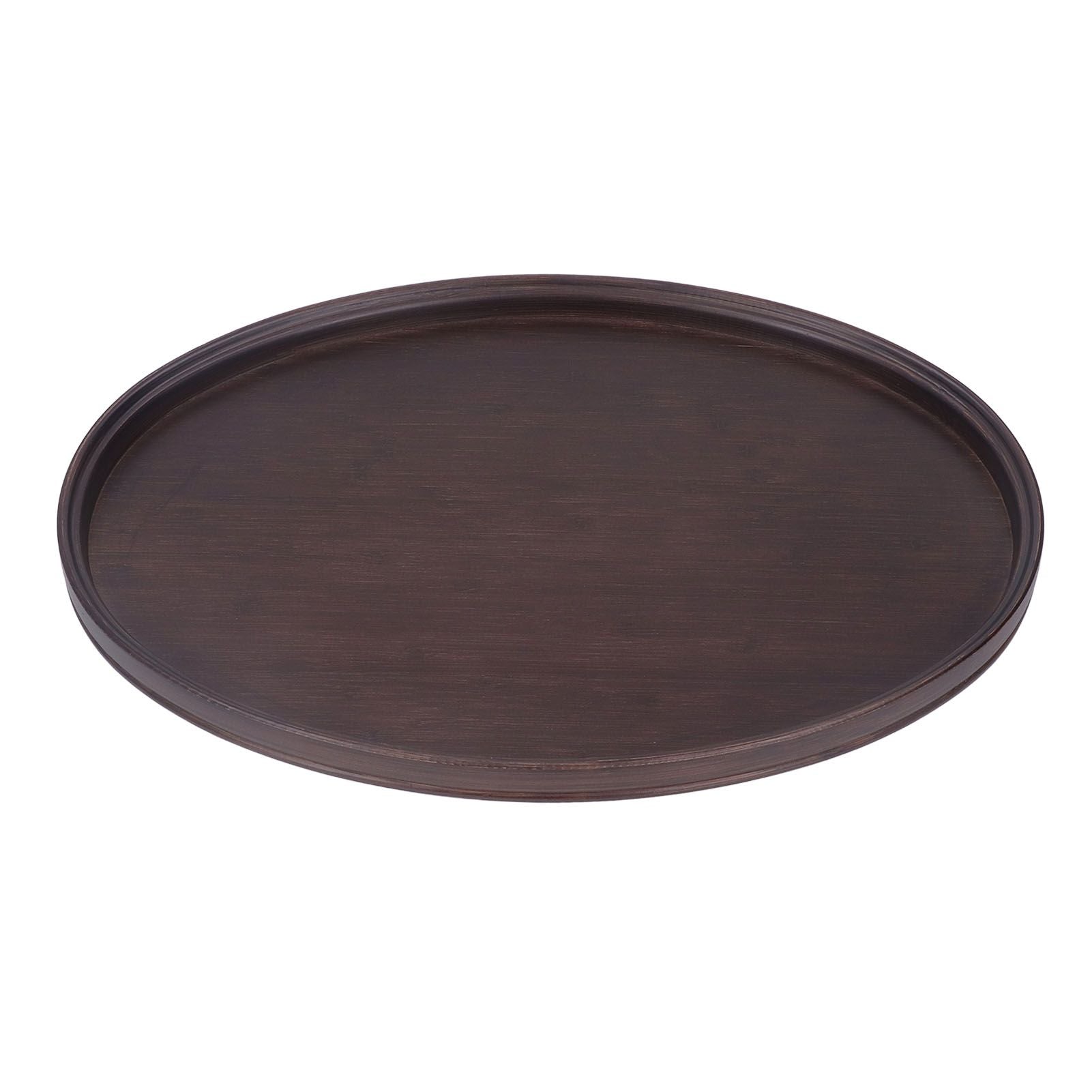 Bamboo Round Tray Multipurpose Decorative Tea Serving Tray for Serving Beverages and Food Walnut Color