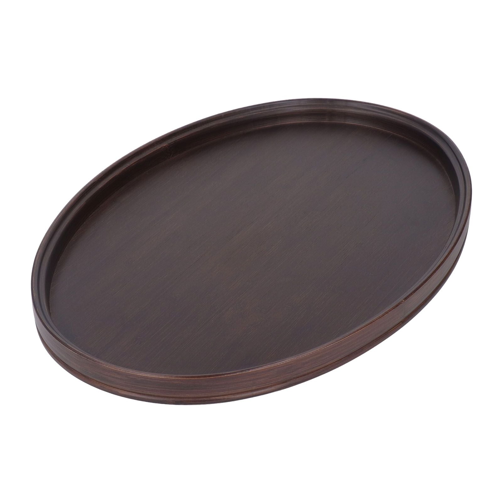 Bamboo Round Tray Multipurpose Decorative Tea Serving Tray for Serving Beverages and Food Walnut Color
