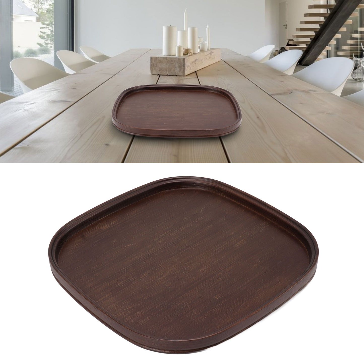 Tea Tray Bamboo Teaboard Refreshment Dried Fruit Teacup Serving Plate Walnut Wood Color L