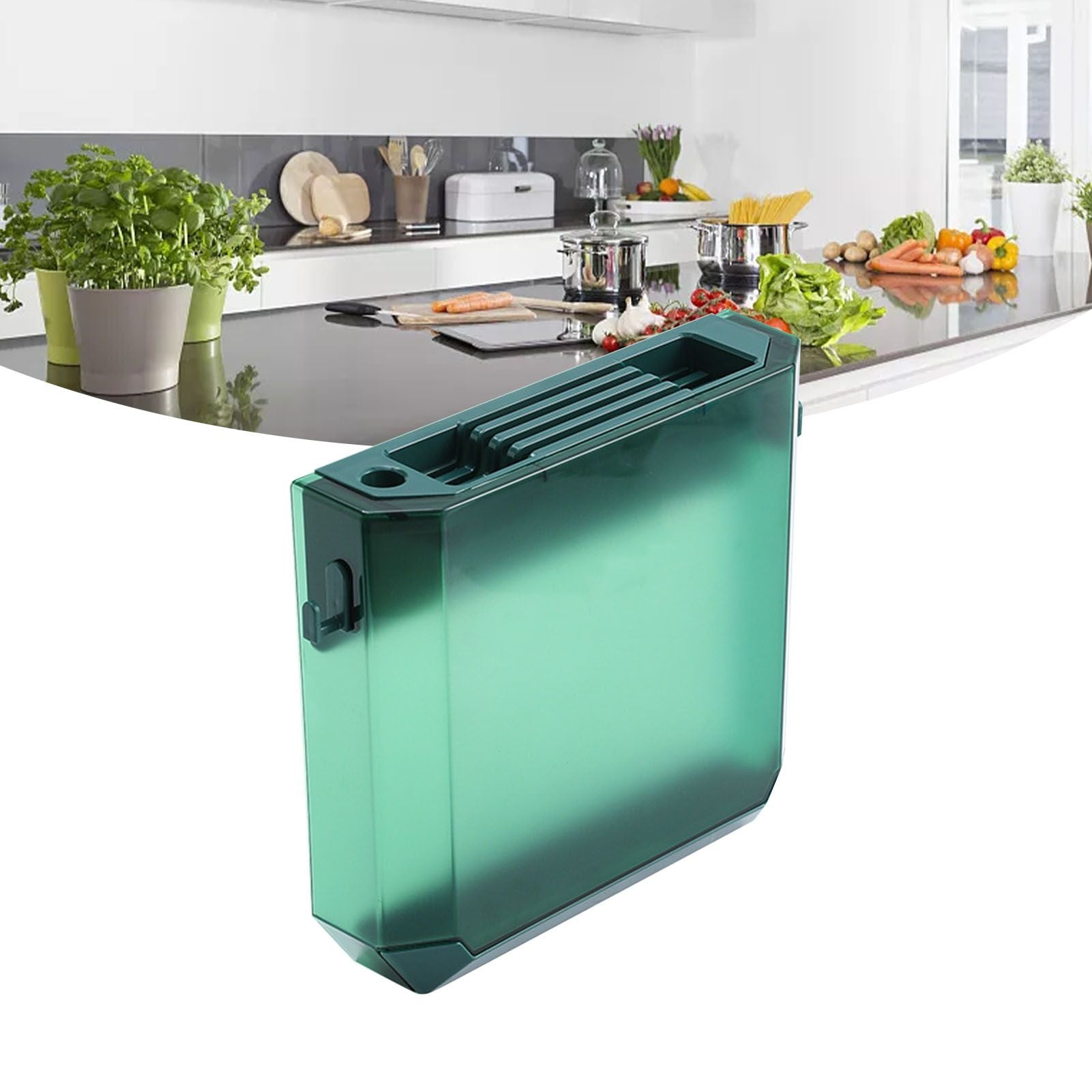 Kitchen Knife Holder Transparent PET Wall Mounted Storage Block Tools Hanging Rack Holder Shelf Green