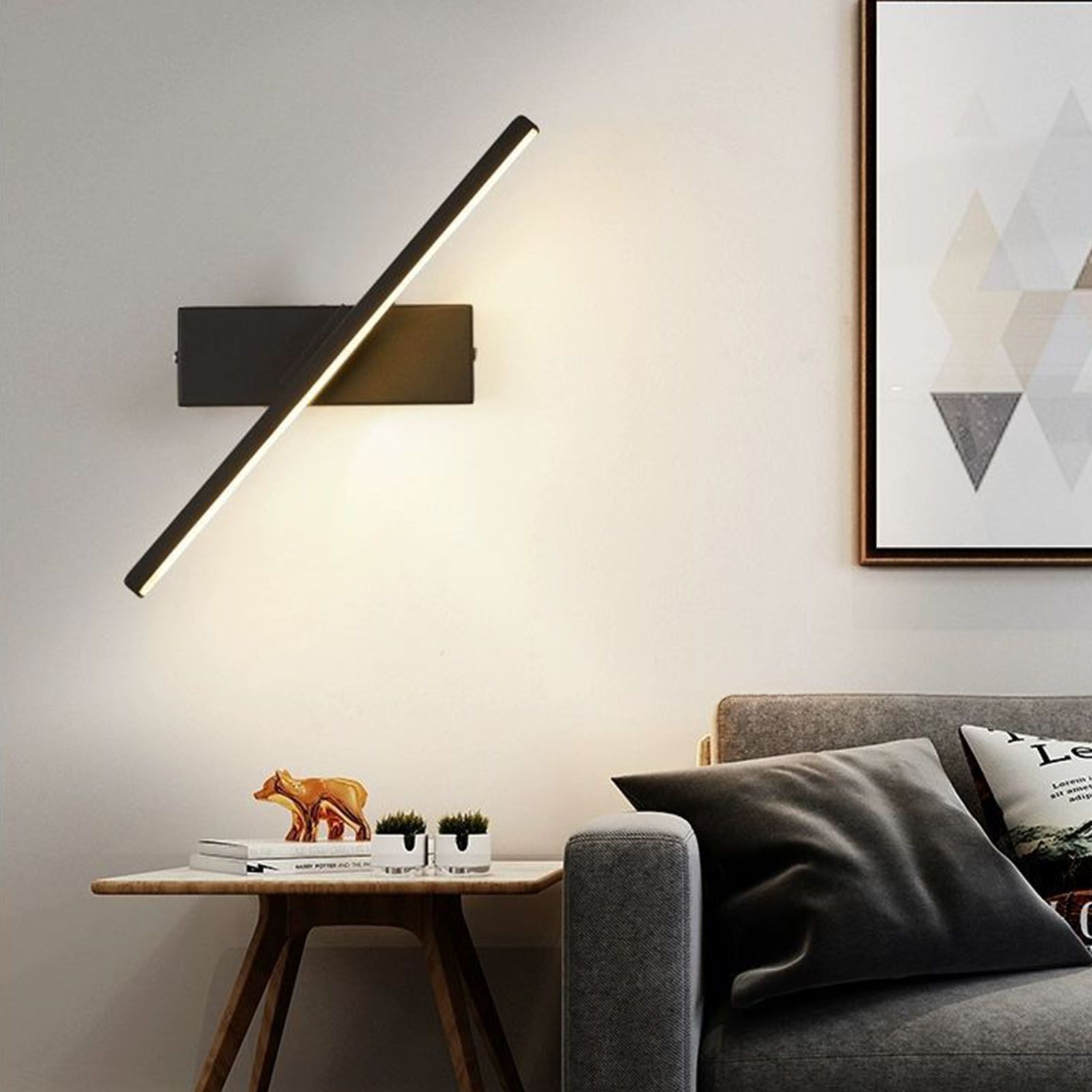 Bedroom Rotating Wall Lamp Iron Shell High Temperature Baking Surface Anti Corrosion Bedside Lamp for Home White Light Black