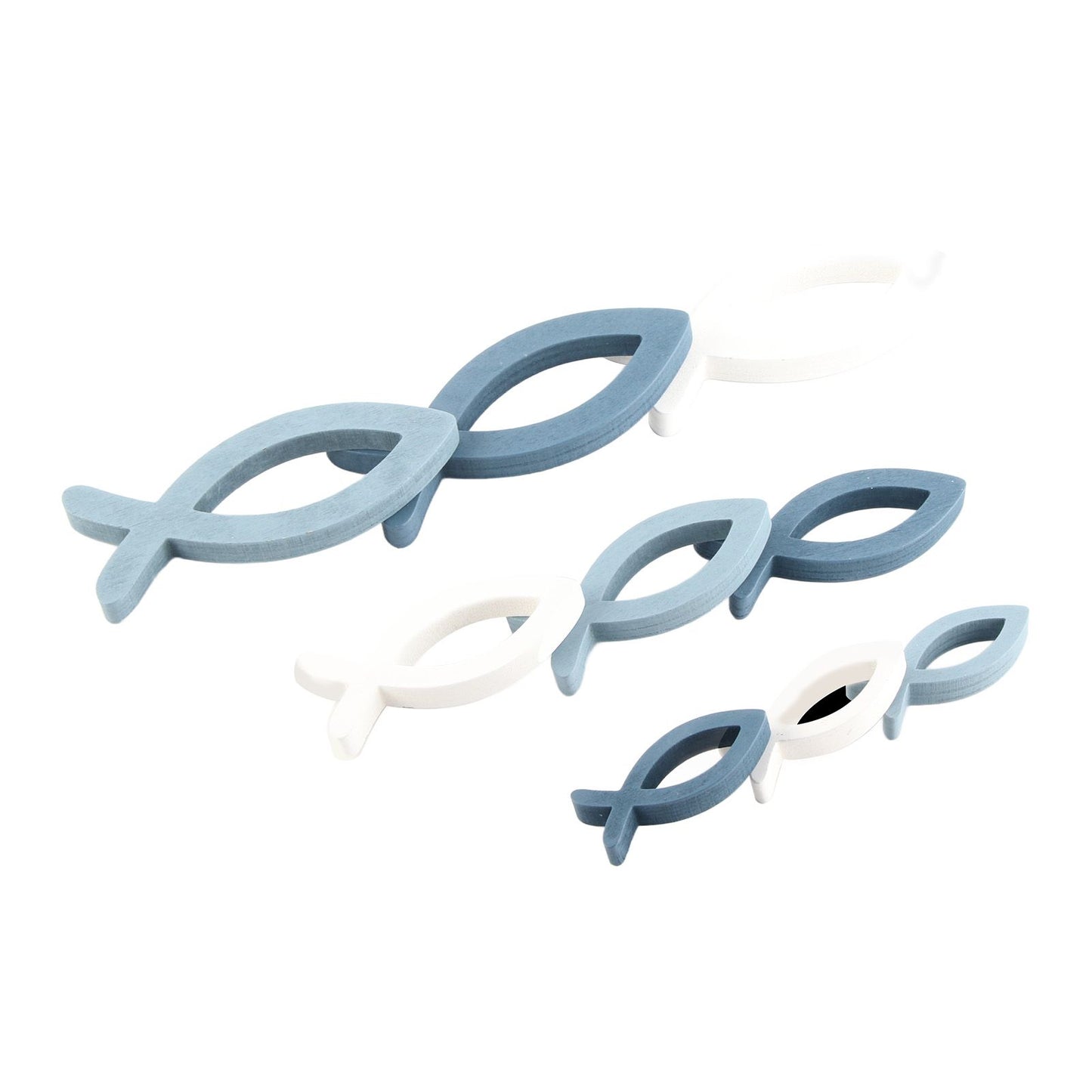 9 Pcs Decorative Wooden Fish Set 3 Size Fish Christening Decoration Boy Girl Decoration for Christening Communion and Wedding