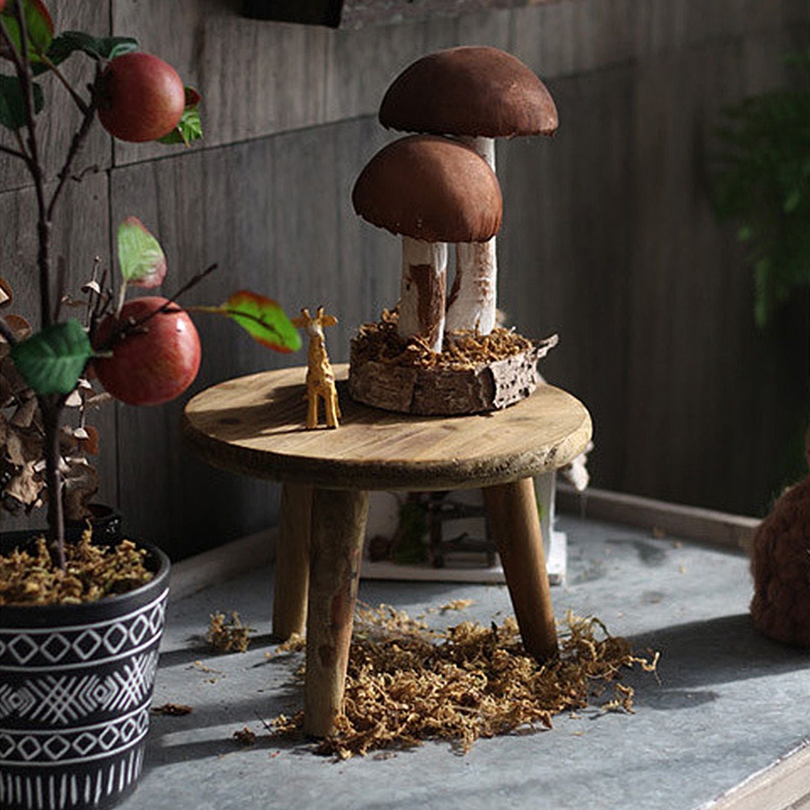 Desktop Decorative Storage Stool Balcony Flower Rack Wooden Flower Pot Stand Garden Ornaments Sundry Shooting Props