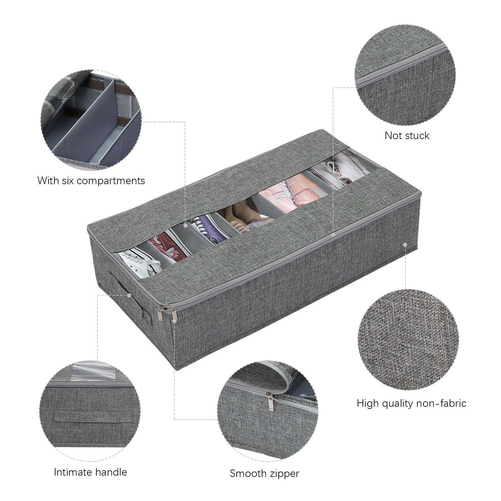 Washable Cotton Linen Six Grid Shoe Box
