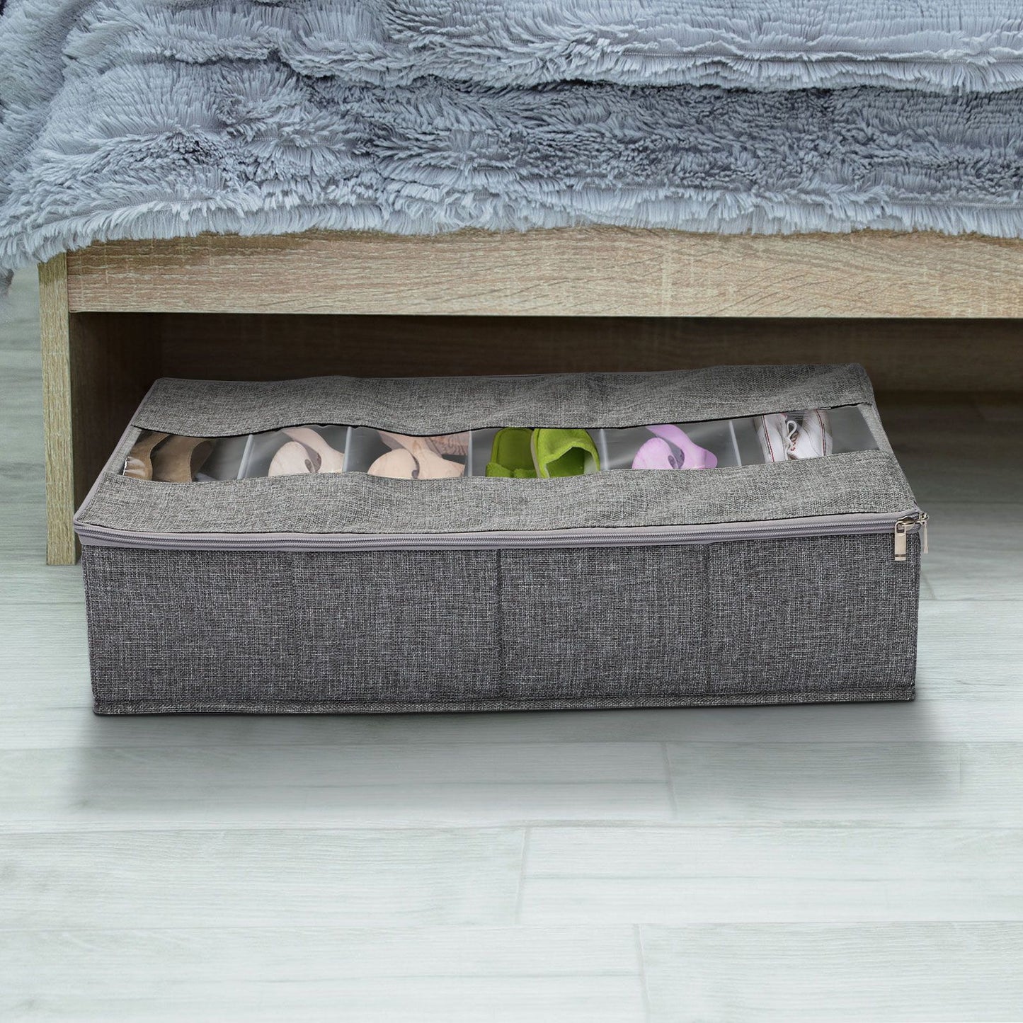 Washable Cotton Linen Six Grid Shoe Box
