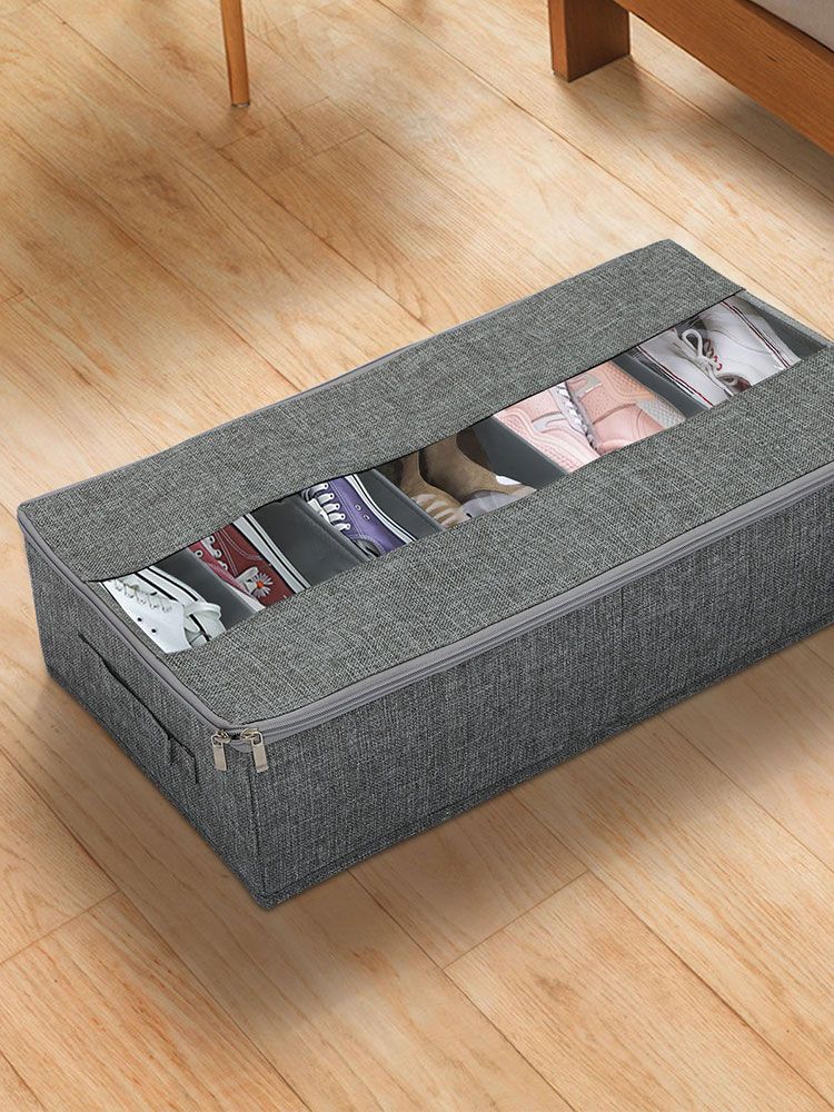 Washable Cotton Linen Six Grid Shoe Box
