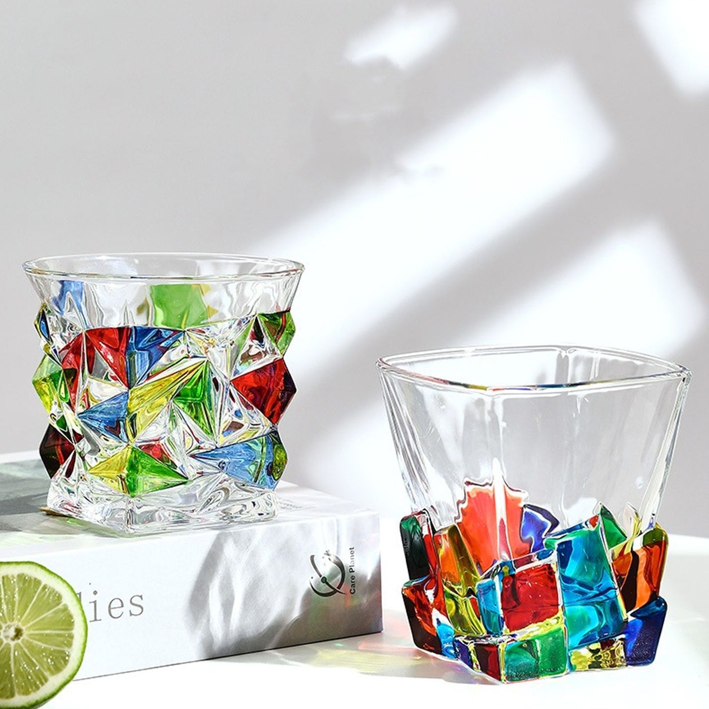 Whiskey Glass Painted Crystal Glass