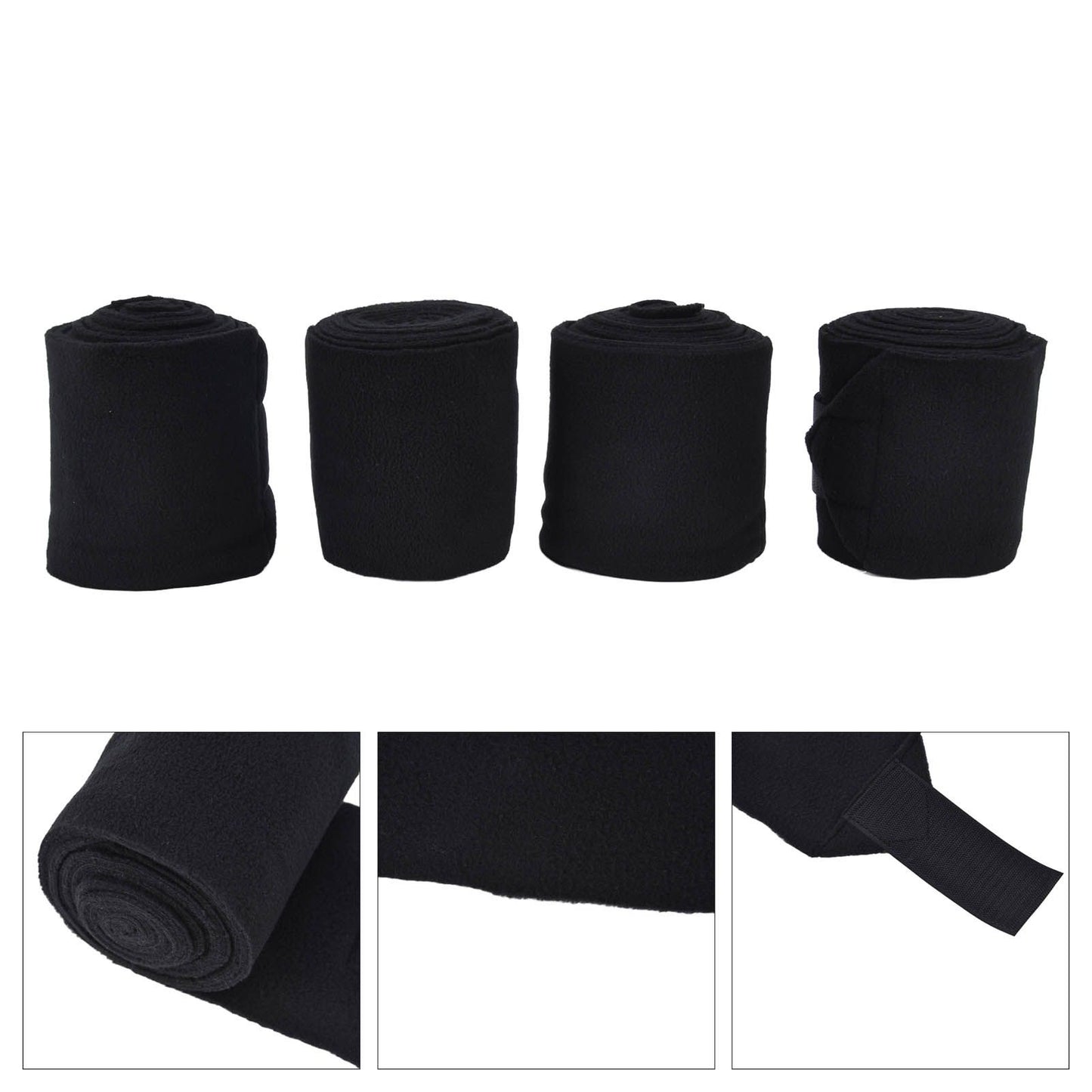 4Pcs Horse Leg Warp Self Adhesive Breathable Wear Resistant Animal Leg Bandage for Cows Horses Black