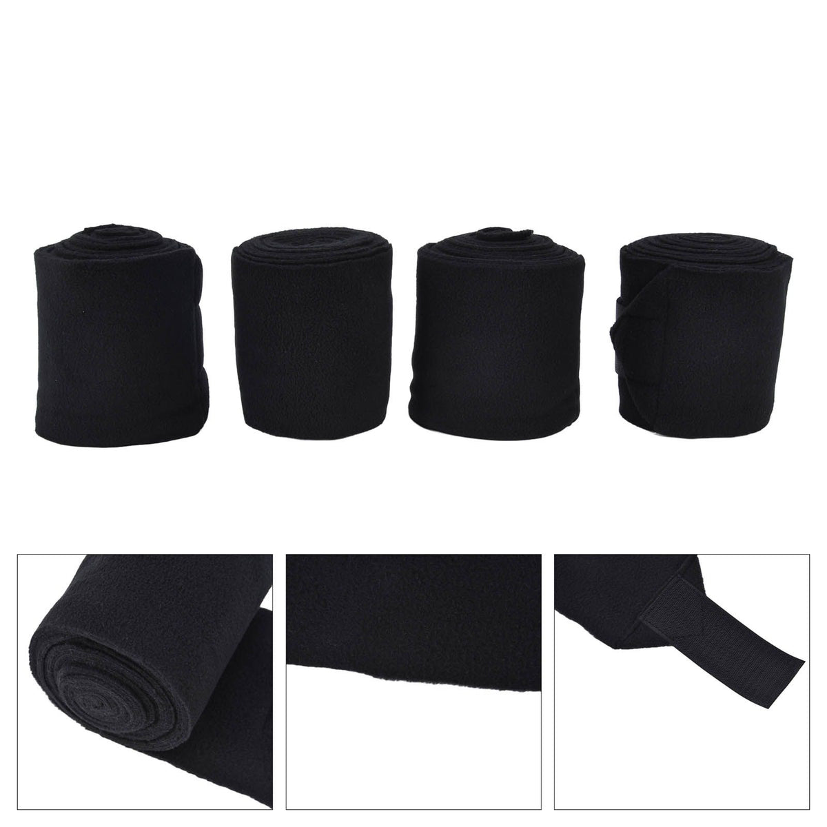 4Pcs Horse Leg Warp Self Adhesive Breathable Wear Resistant, Black