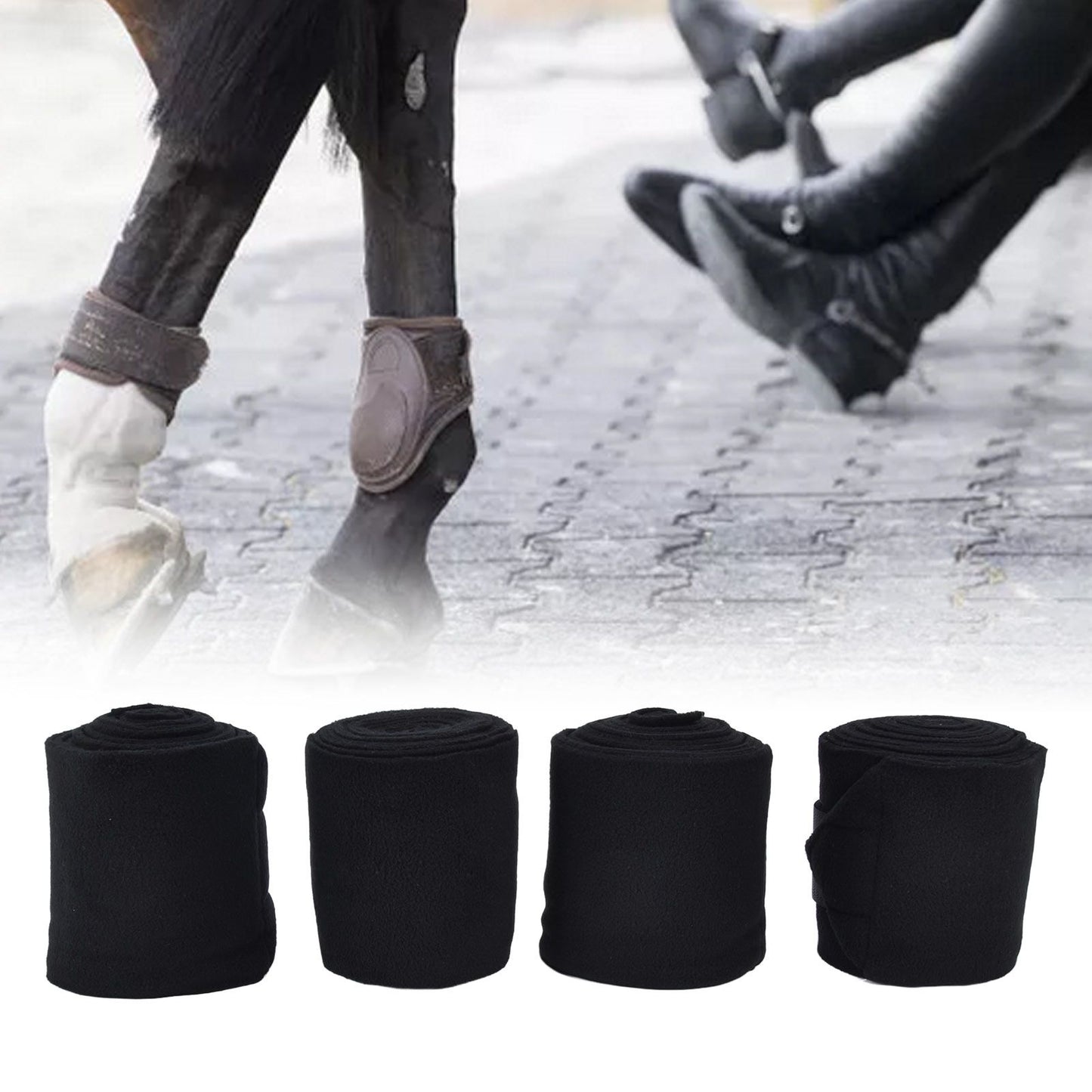 4Pcs Horse Leg Warp Self Adhesive Breathable Wear Resistant Animal Leg Bandage for Cows Horses Black