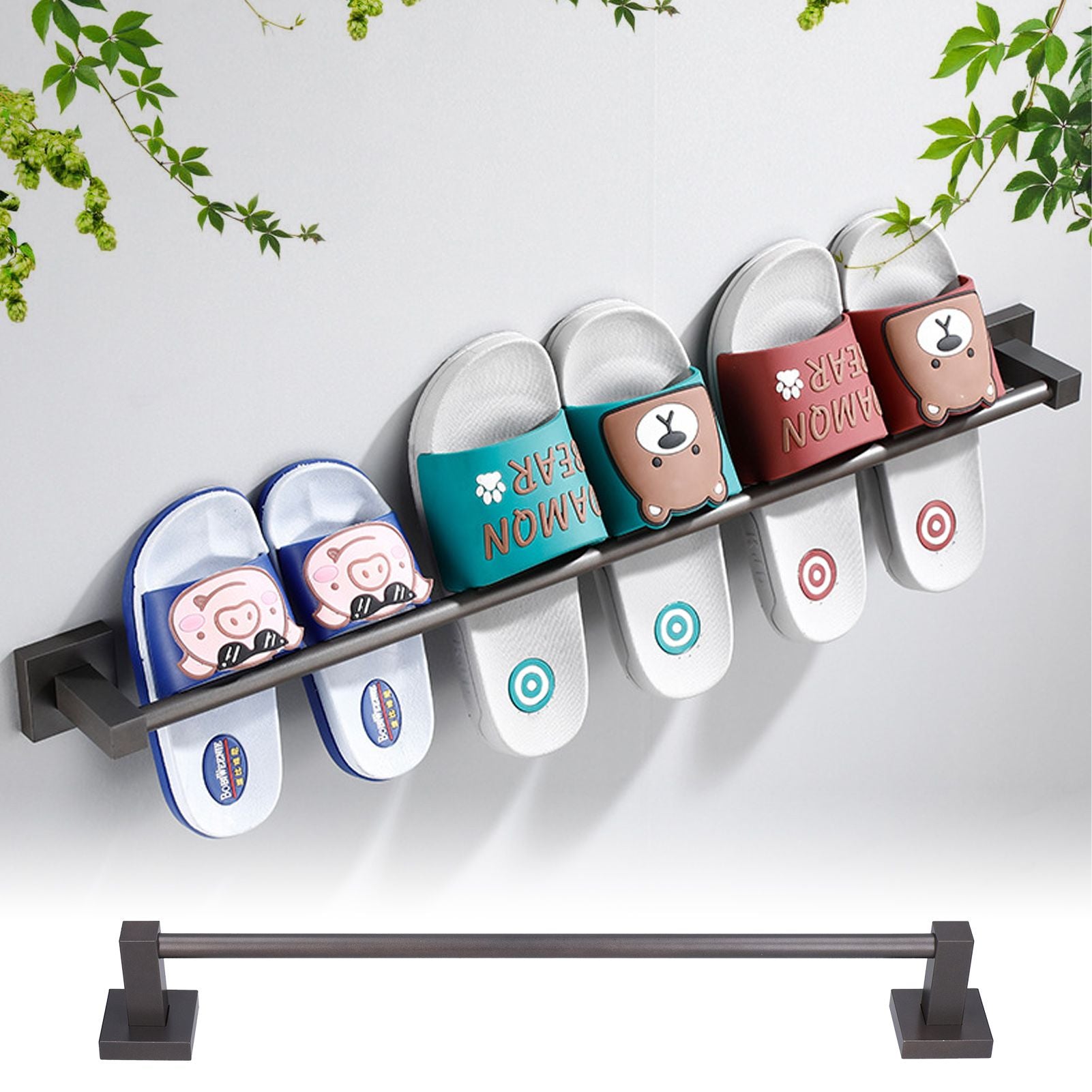 Slippers Rack Grey Wall Mounted Hanging Shoe Organizer Bathroom Storage Accessories