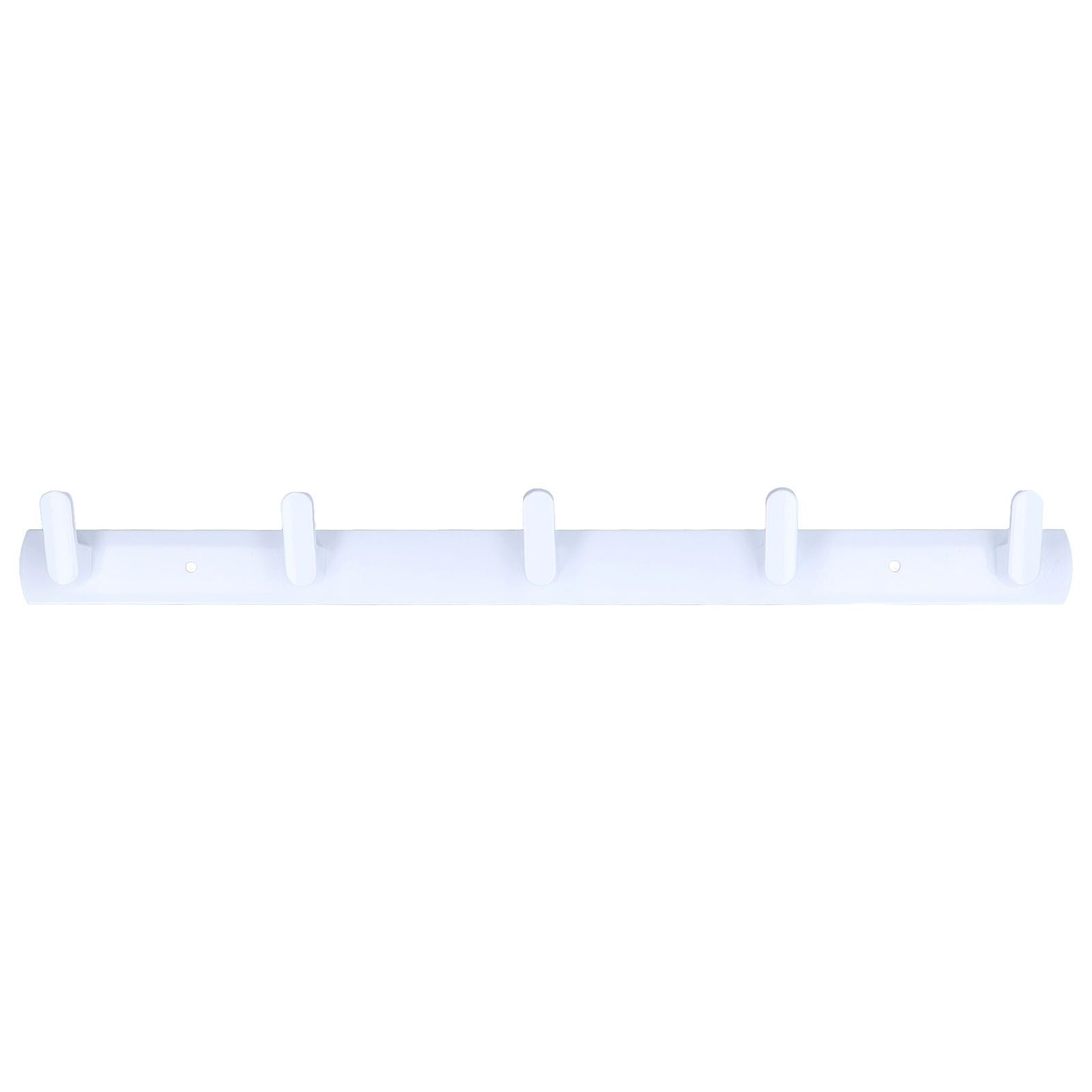 Wall Mounted Coat Rack Modern Stylish Coat Hanger Rack with 5 Hooks for Bathroom Living Room White