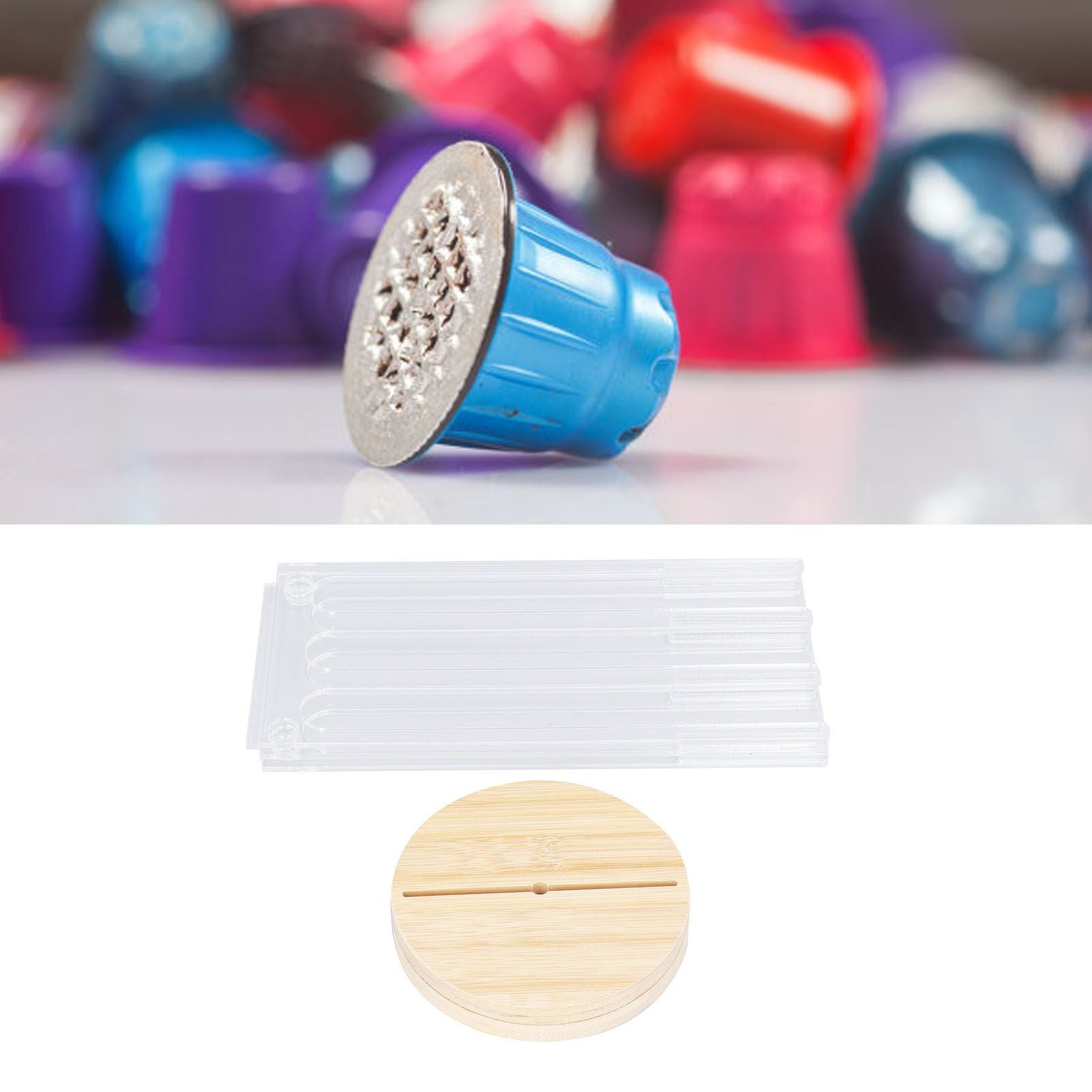 Coffee Capsule Holder Acrylic Bamboo Wood 48 Holes Rotatable Pod Rack Stand for Home