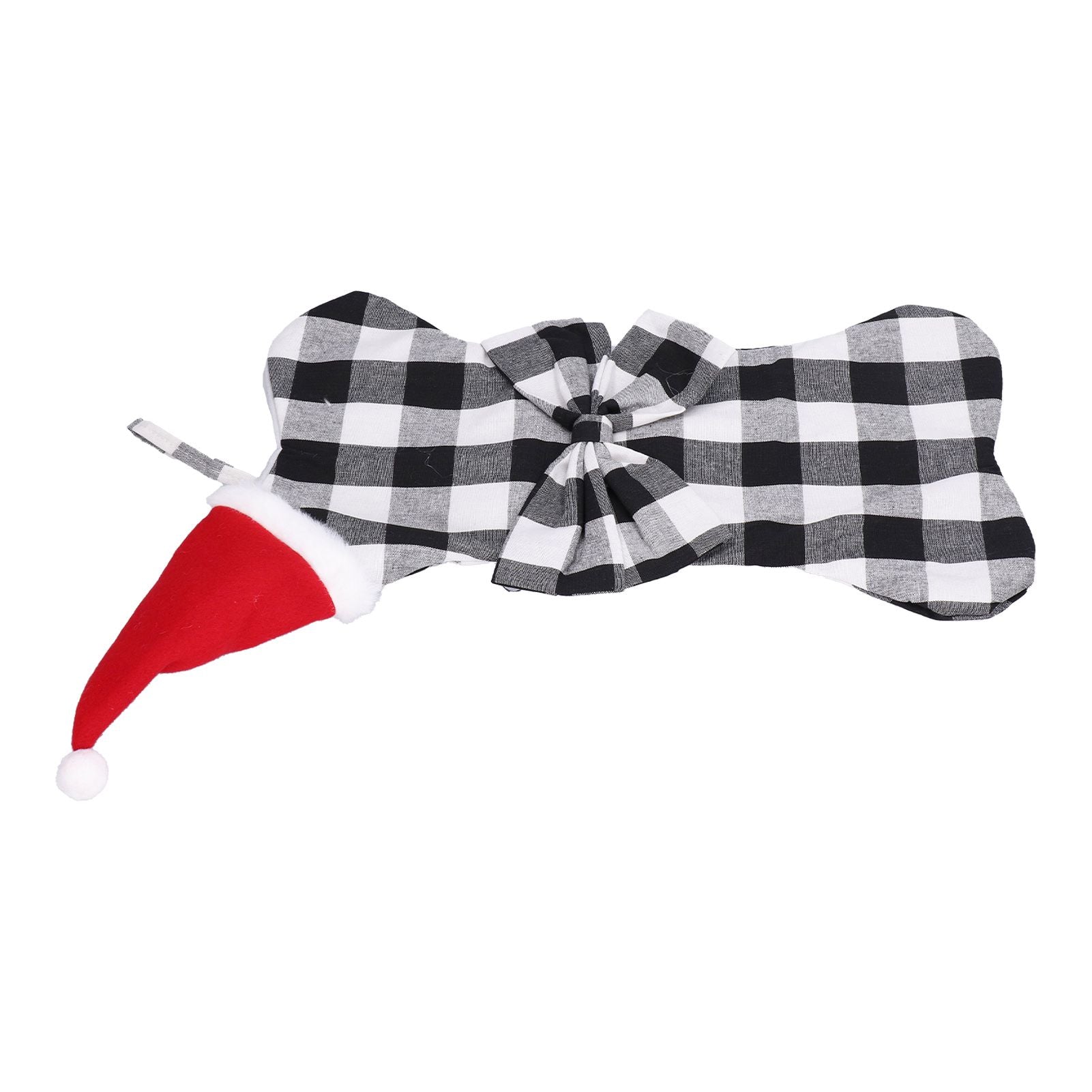 Christmas Tree Decorations Polyester Grids Pattern Christmas Hanging Stocking Pendant Children Gift Bag(Black White )