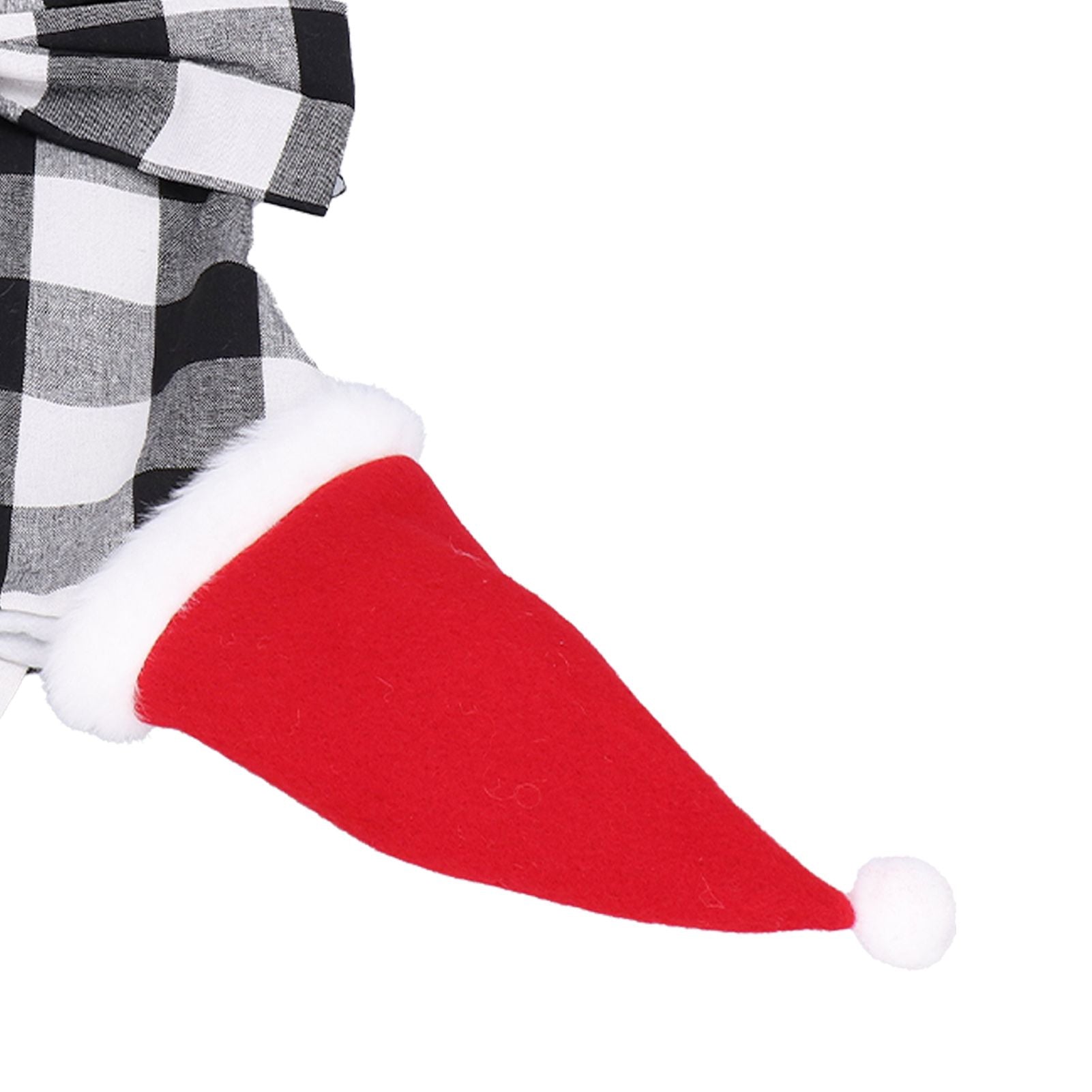 Christmas Tree Decorations Polyester Grids Pattern Christmas Hanging Stocking Pendant Children Gift Bag(Black White )
