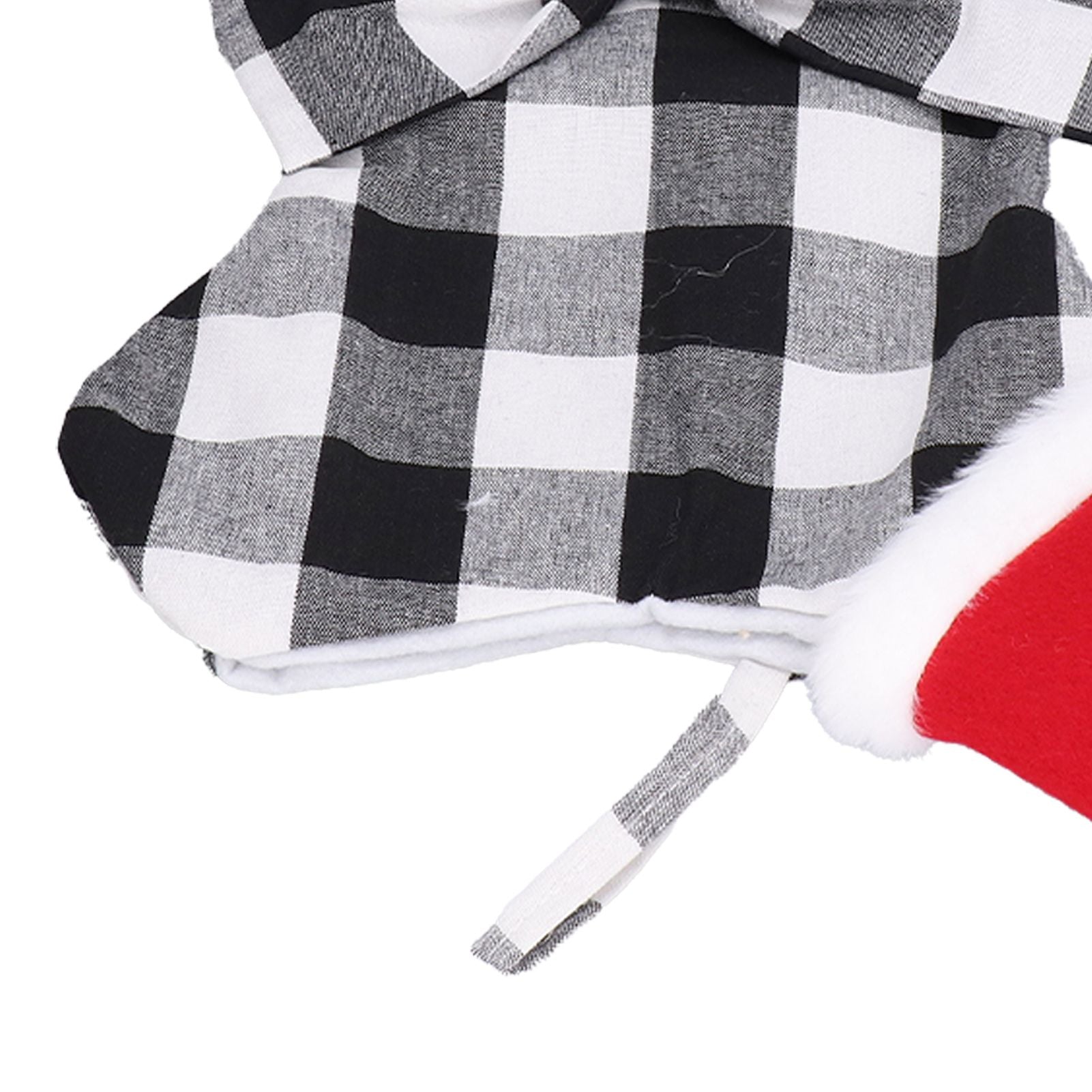 Christmas Tree Decorations Polyester Grids Pattern Christmas Hanging Stocking Pendant Children Gift Bag(Black White )