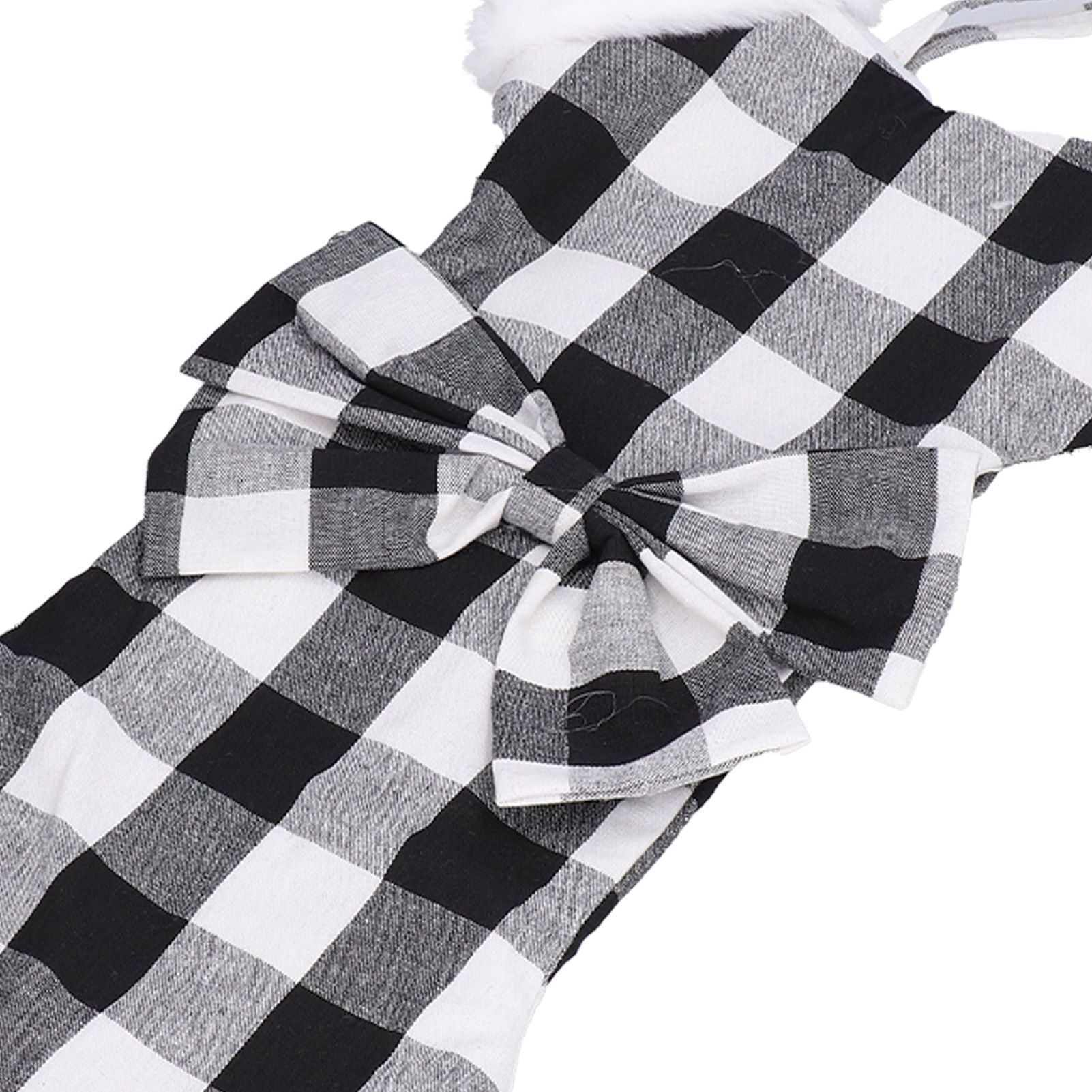 Christmas Tree Decorations Polyester Grids Pattern Christmas Hanging Stocking Pendant Children Gift Bag(Black White )