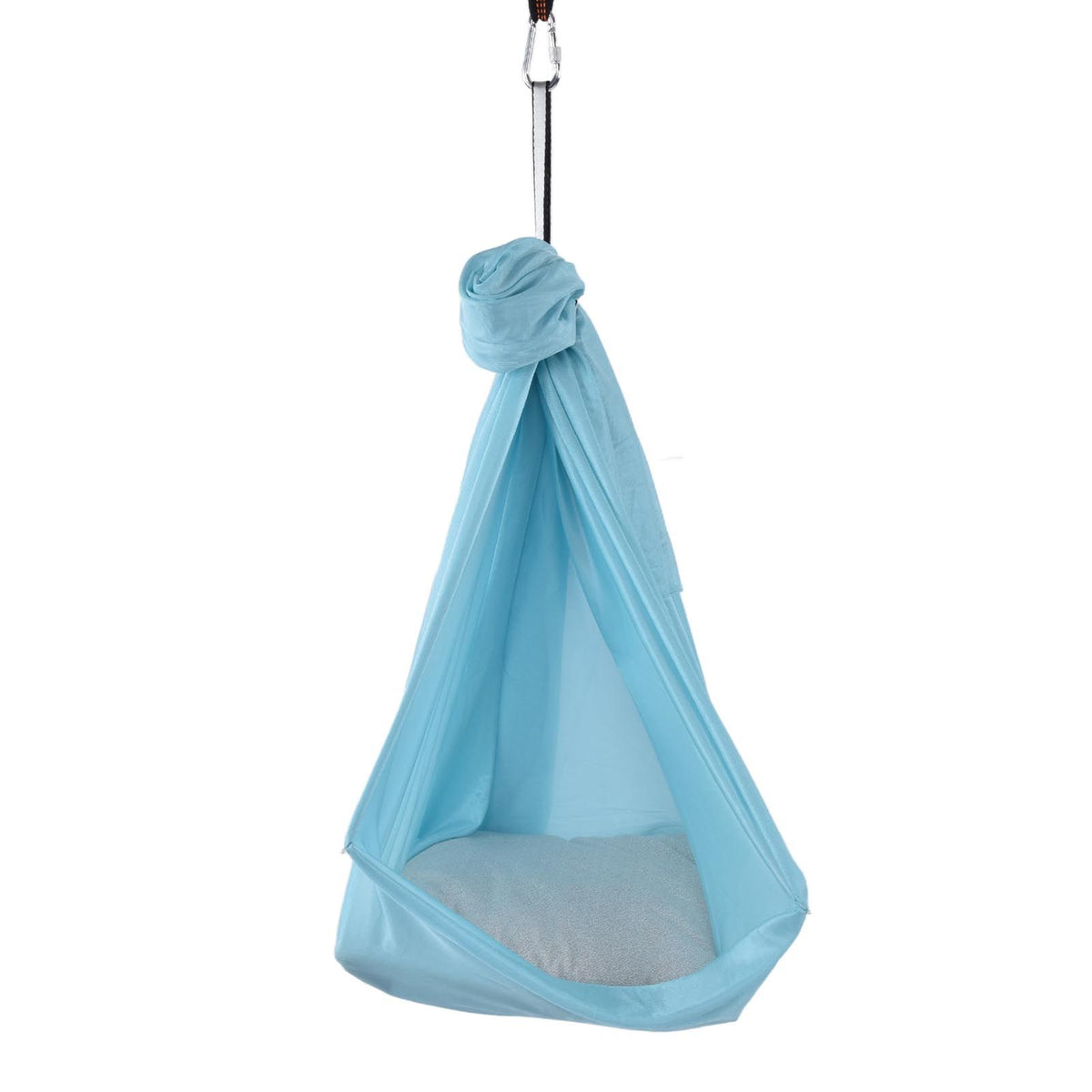 Yoga Hammock Durable Elastic 25KN Aerial Yoga Hammock with Daisy Chains O Ring for Body Firming Aerial YogaLight Blue