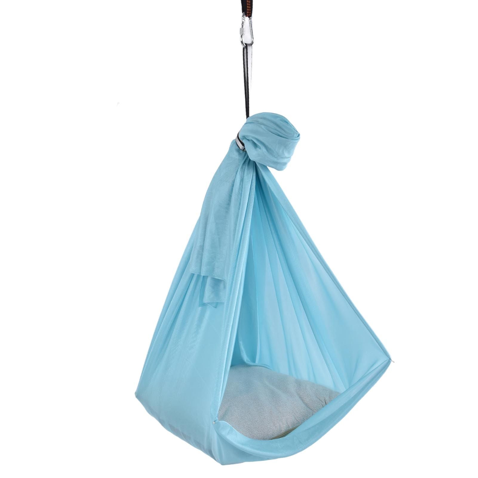 Yoga Hammock Durable Elastic 25KN Aerial Yoga Hammock with Daisy Chains O Ring for Body Firming Aerial YogaLight Blue