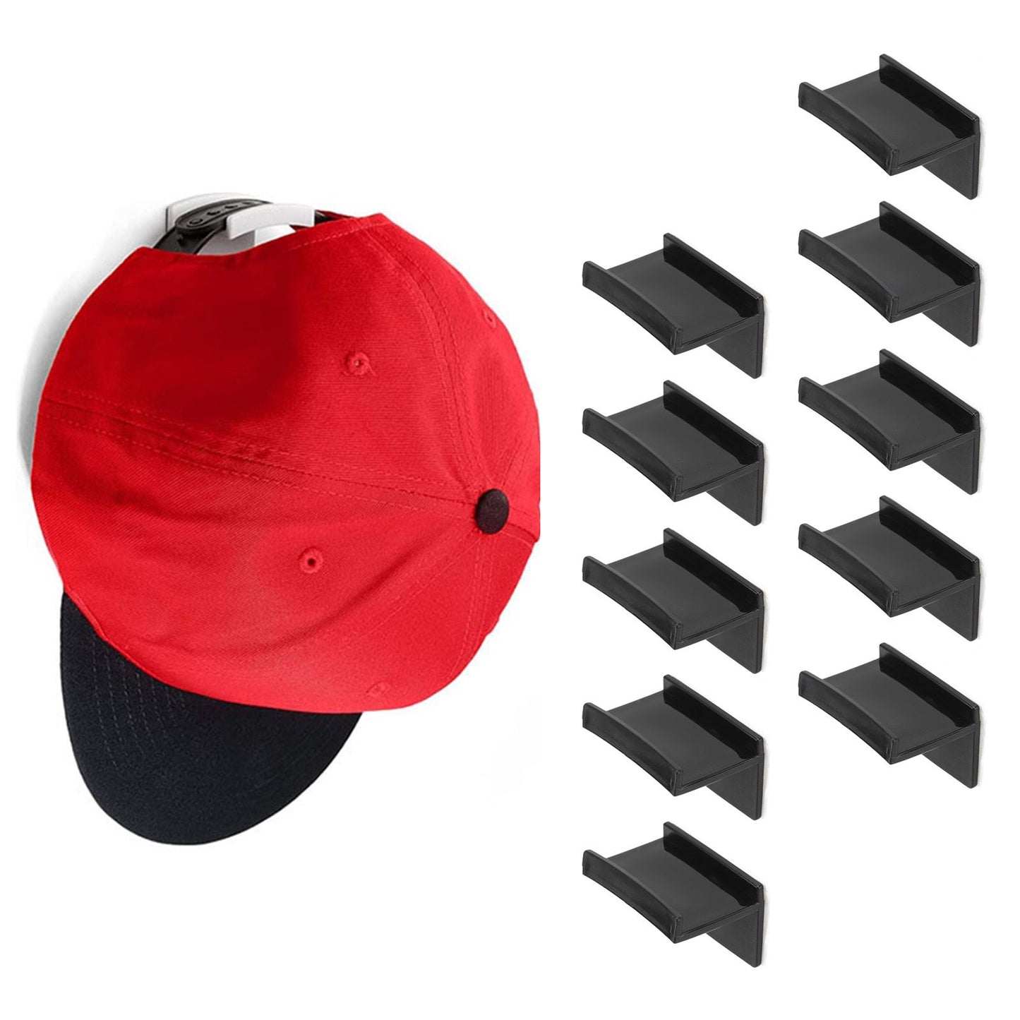 10 Pcs Hat Hooks Modern Minimalist Lossless Strong Acrylic Adhesive Hat Hangers for Home Wall Black