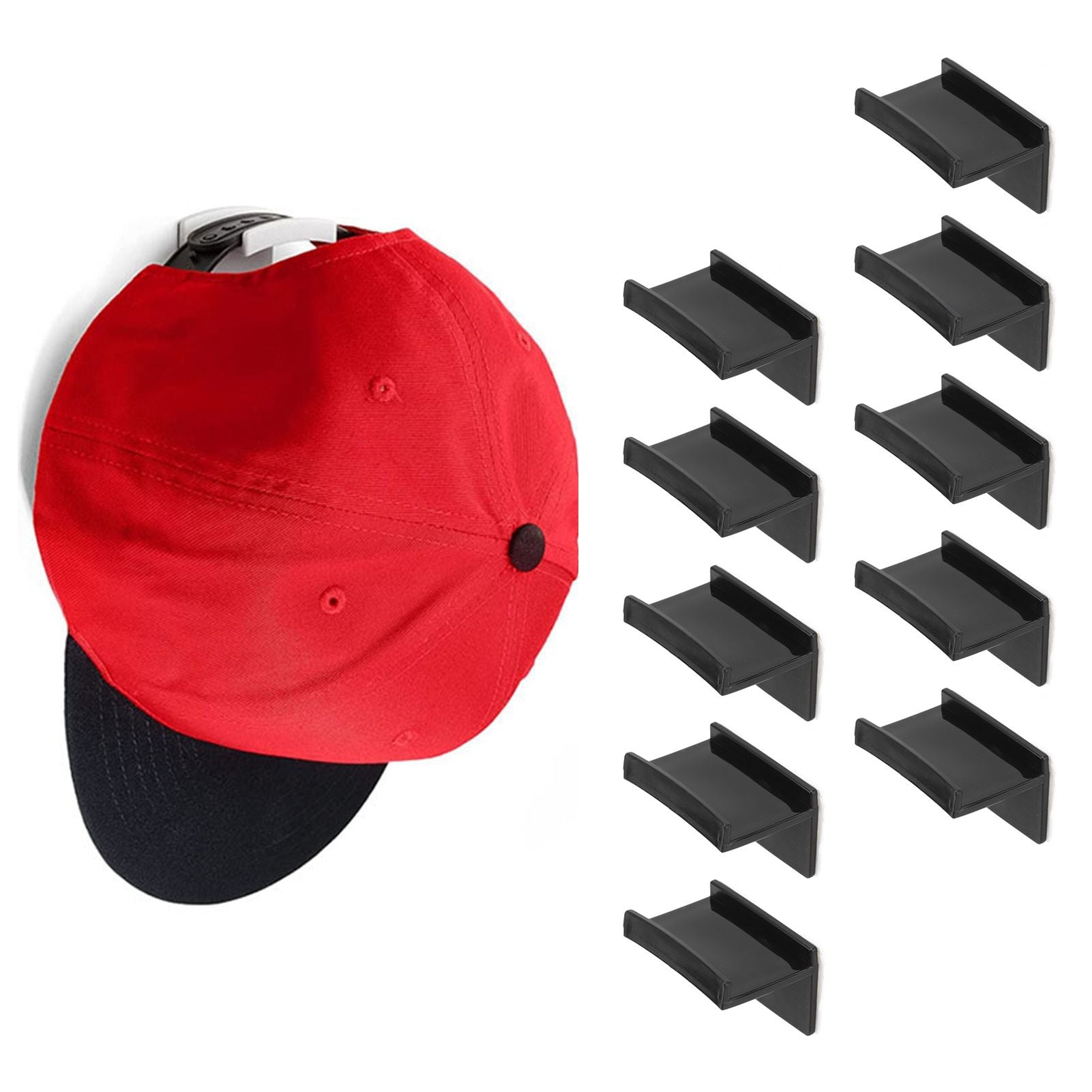 10 Pcs Hat Hooks Modern Minimalist Lossless Strong Acrylic Adhesive Hat Hangers for Home Wall Black