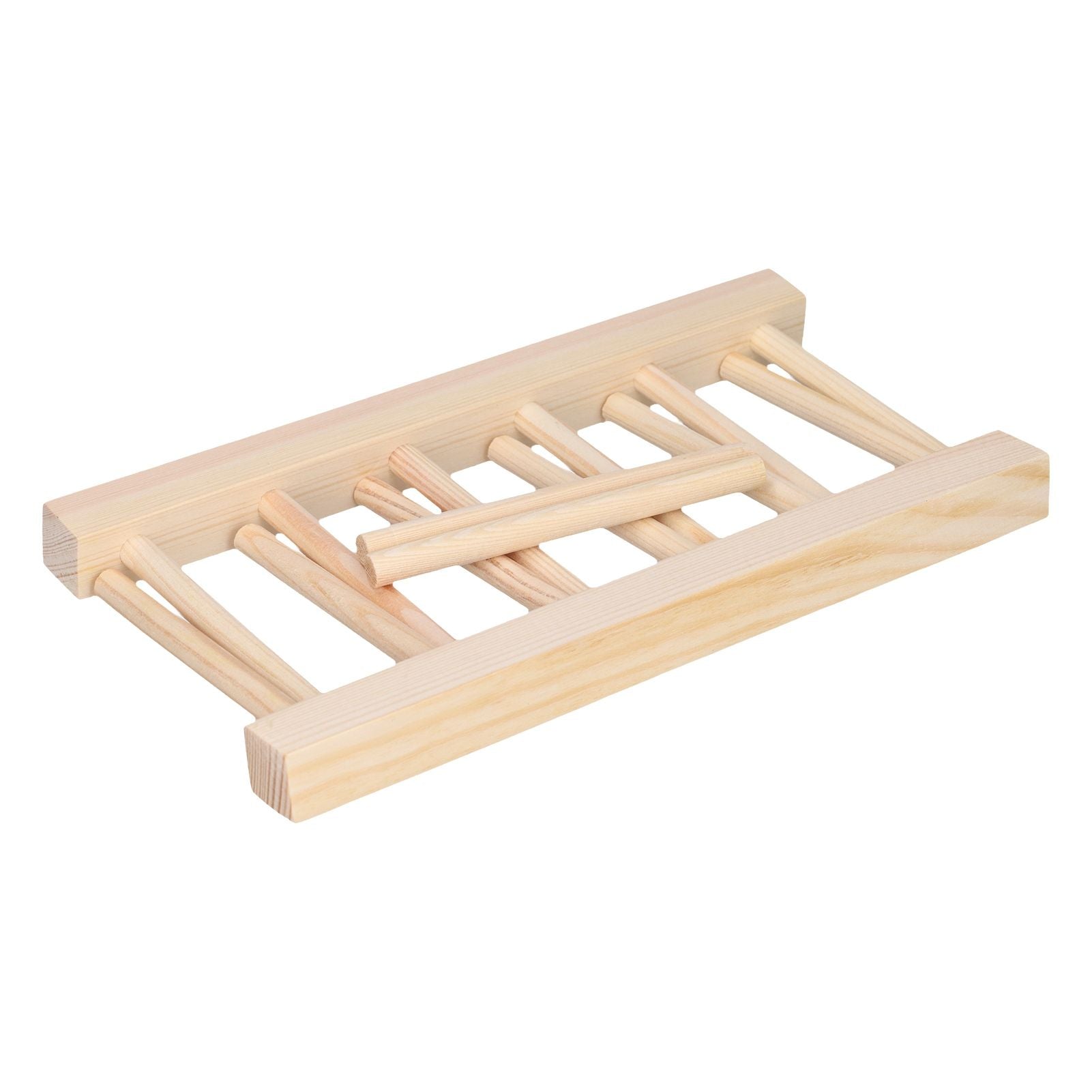 Bamboo Dish Plate Lightweight Portable Environmental Friendly Durable Pine Wood Dish Rack5 Grids 23cm