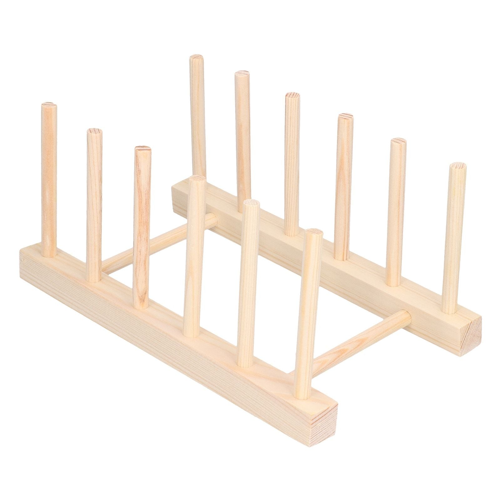 Bamboo Dish Plate Lightweight Portable Environmental Friendly Durable Pine Wood Dish Rack5 Grids 23cm