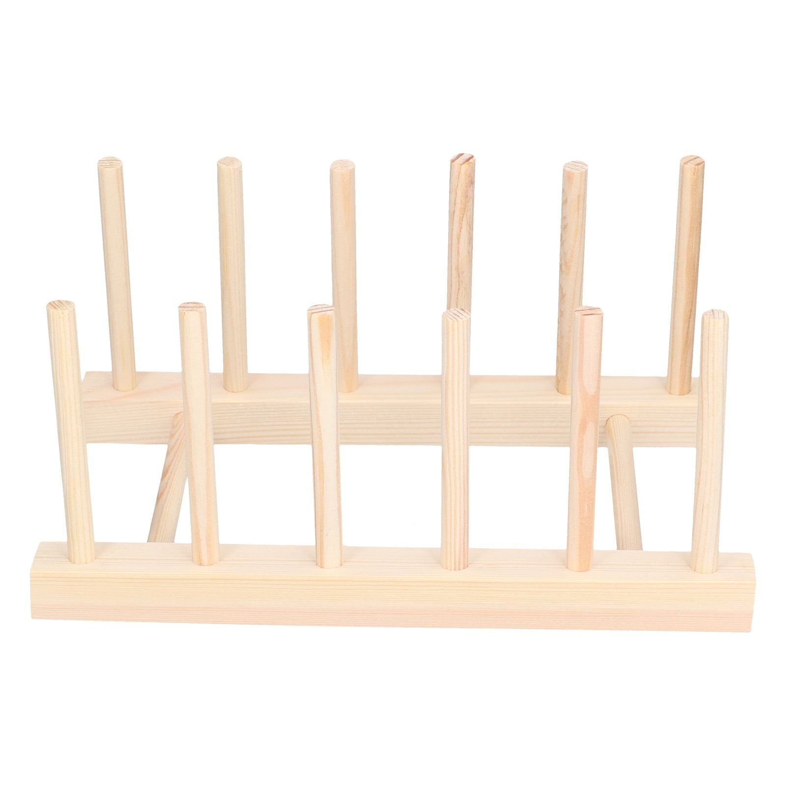 Bamboo Dish Plate Lightweight Portable Environmental Friendly Durable Pine Wood Dish Rack5 Grids 23cm