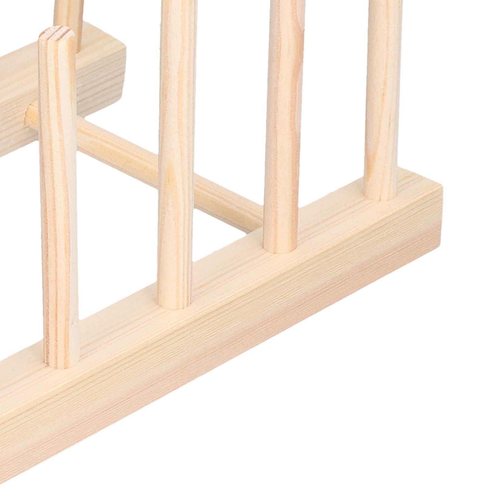 Bamboo Dish Plate Lightweight Portable Environmental Friendly Durable Pine Wood Dish Rack5 Grids 23cm