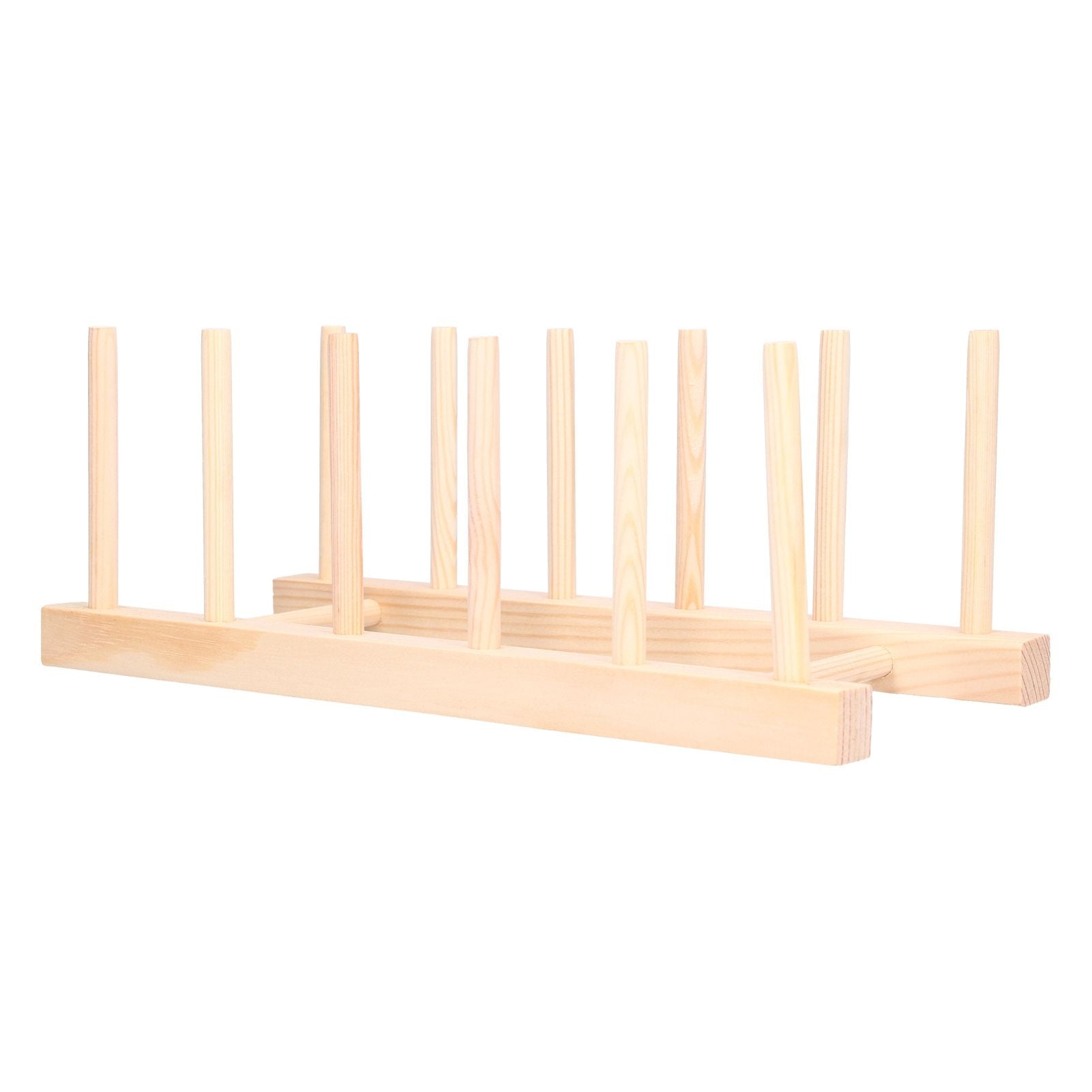 Bamboo Dish Plate Lightweight Portable Environmental Friendly Durable Pine Wood Dish Rack5 Grids 28cm