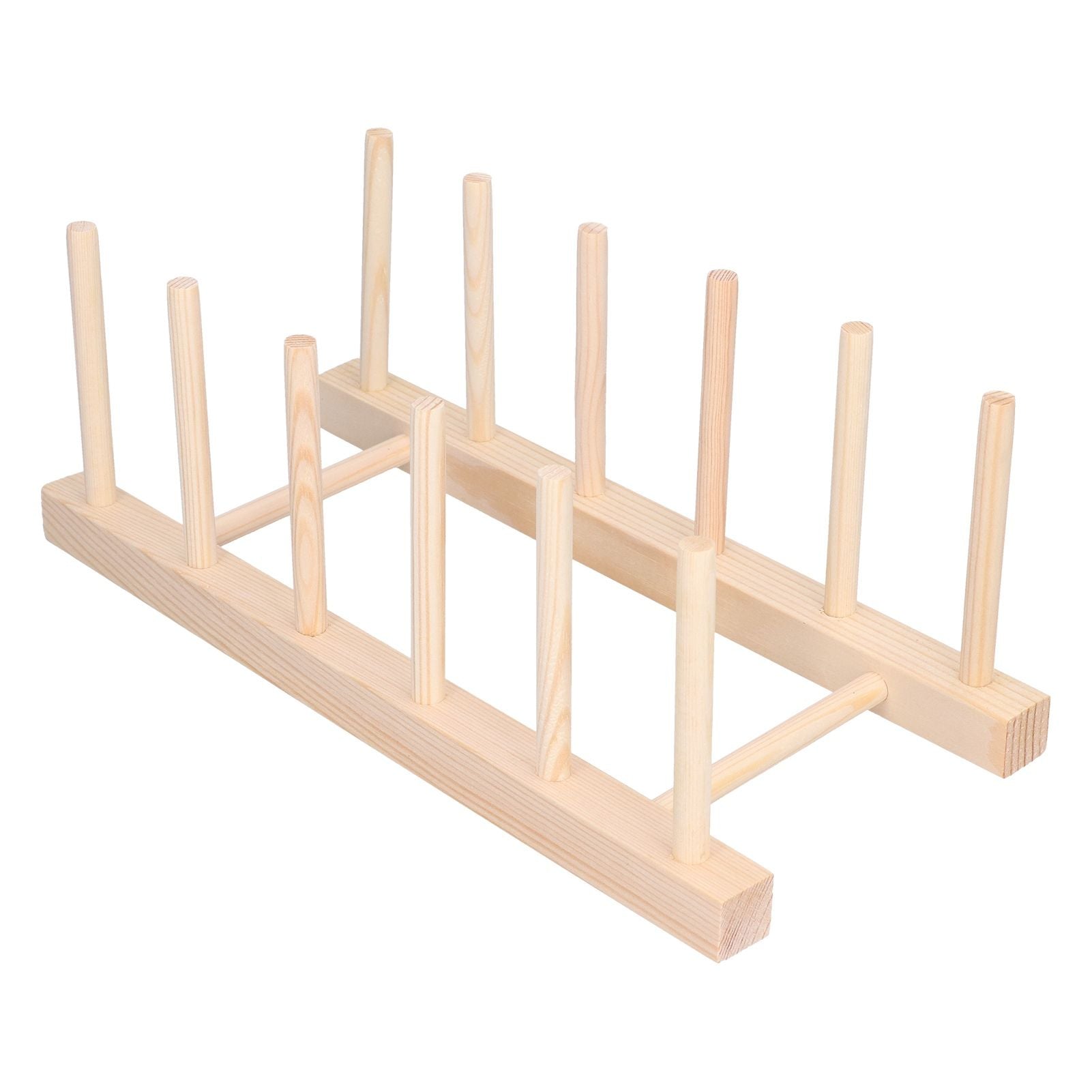 Bamboo Dish Plate Lightweight Portable Environmental Friendly Durable Pine Wood Dish Rack5 Grids 28cm