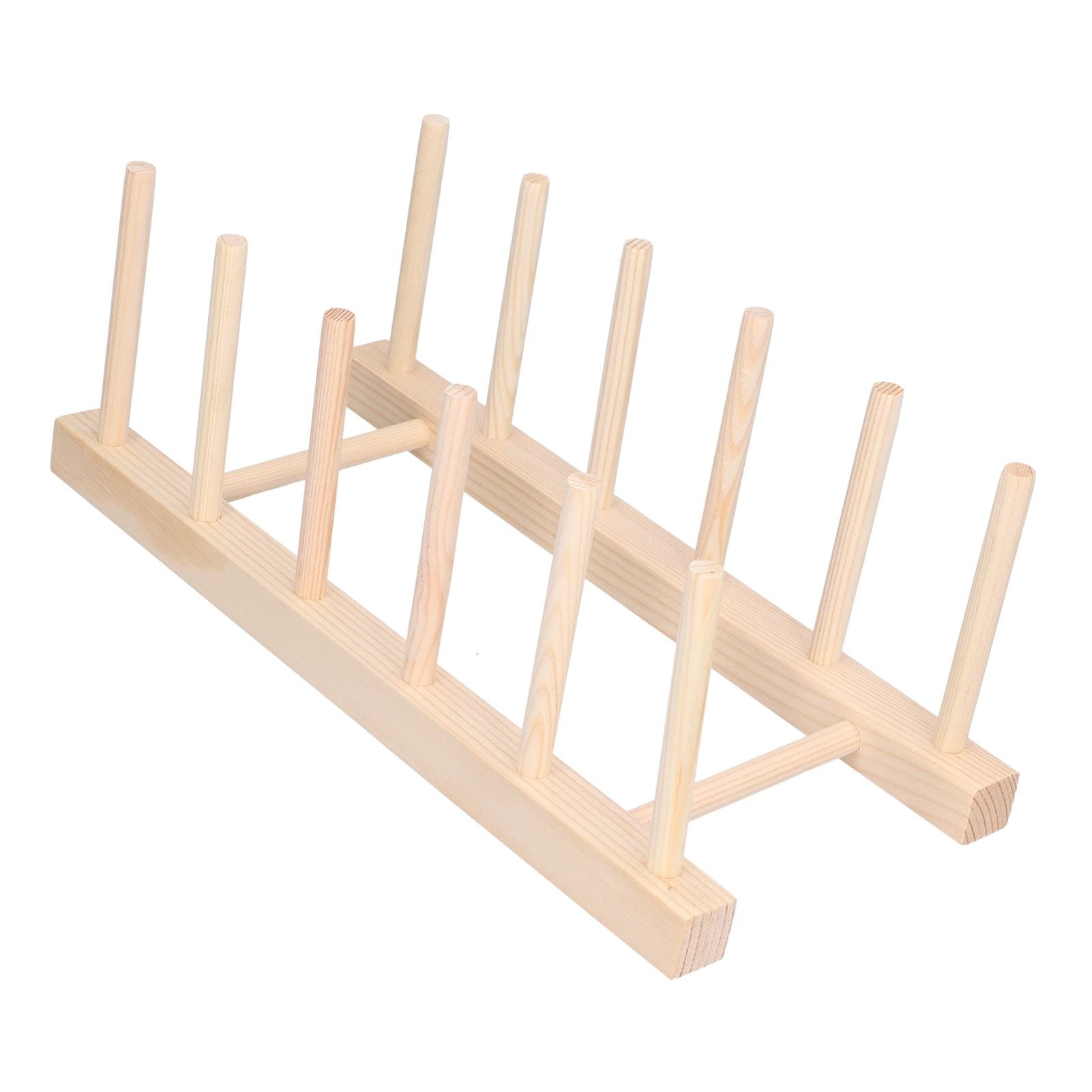 Bamboo Dish Plate Lightweight Portable Environmental Friendly Durable Pine Wood Dish Rack5 Grids 28cm