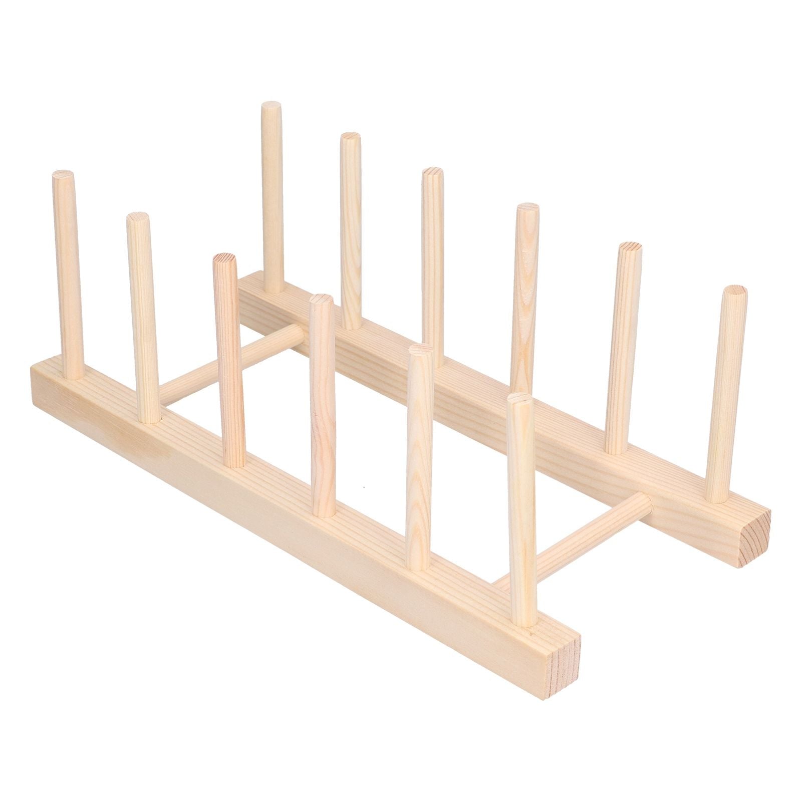 Bamboo Dish Plate Lightweight Portable Environmental Friendly Durable Pine Wood Dish Rack5 Grids 28cm