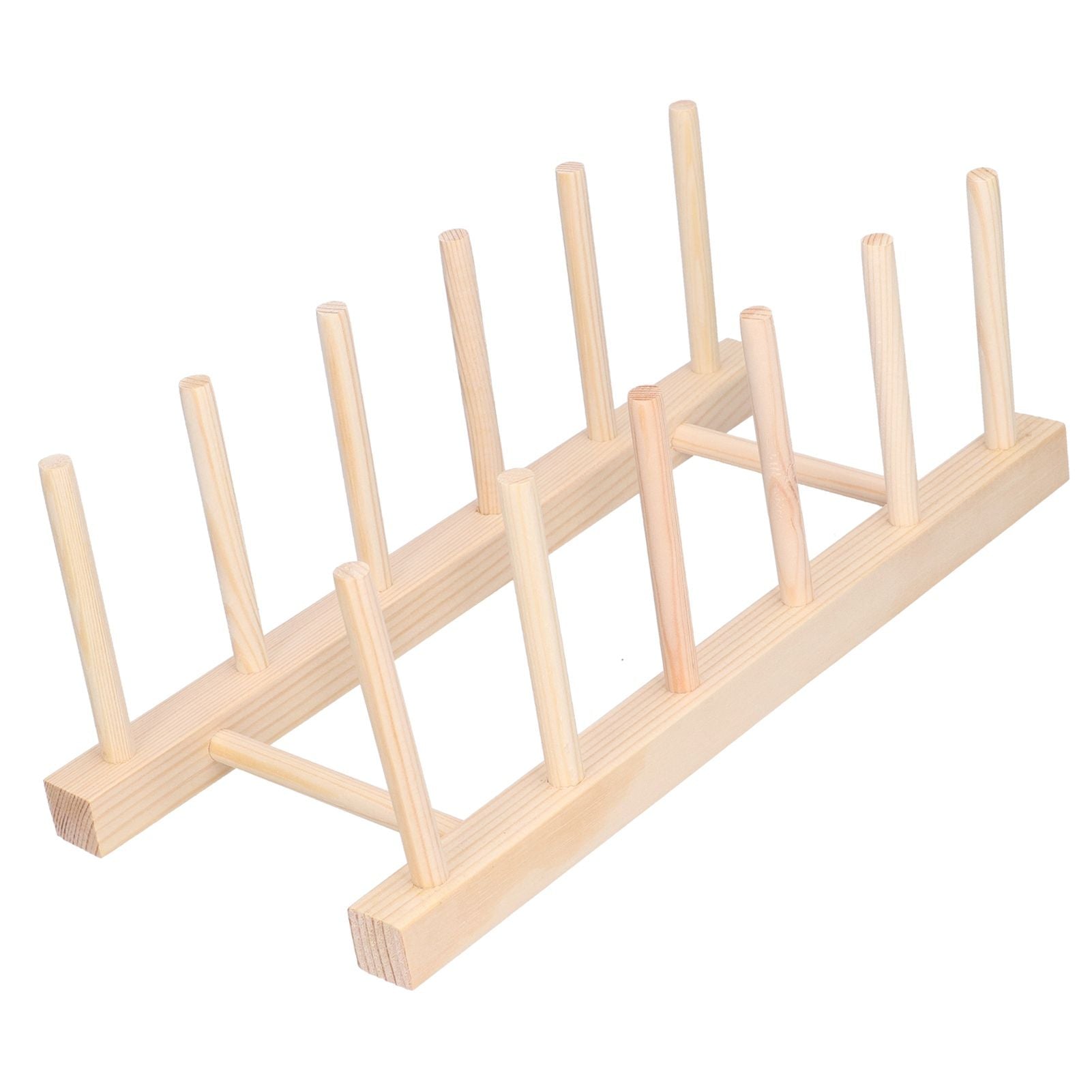 Bamboo Dish Plate Lightweight Portable Environmental Friendly Durable Pine Wood Dish Rack5 Grids 28cm
