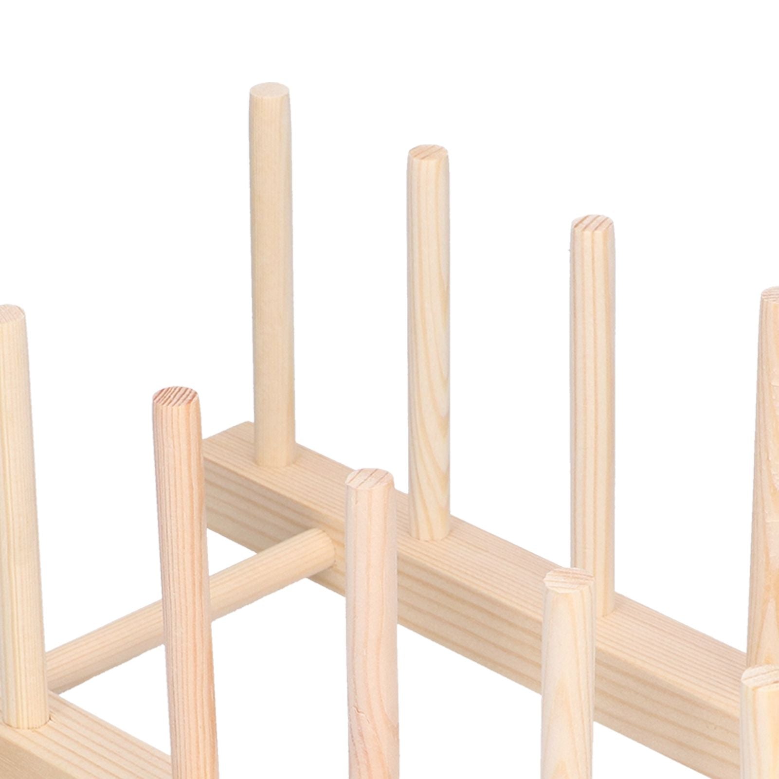 Bamboo Dish Plate Lightweight Portable Environmental Friendly Durable Pine Wood Dish Rack5 Grids 28cm