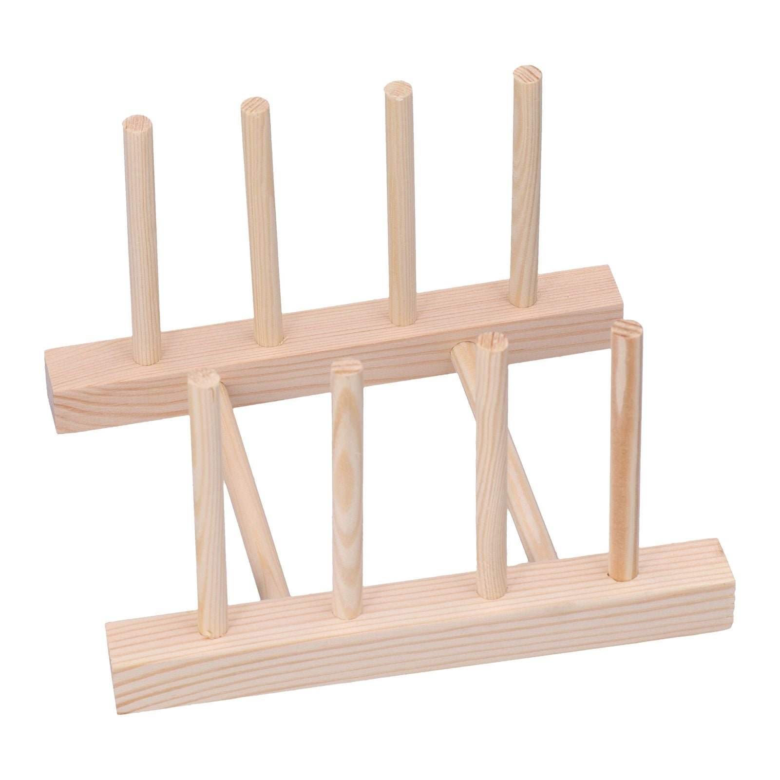 Bamboo Dish Plate Lightweight Portable Environmental Friendly Durable Pine Wood Dish Rack3 Grids 18cm
