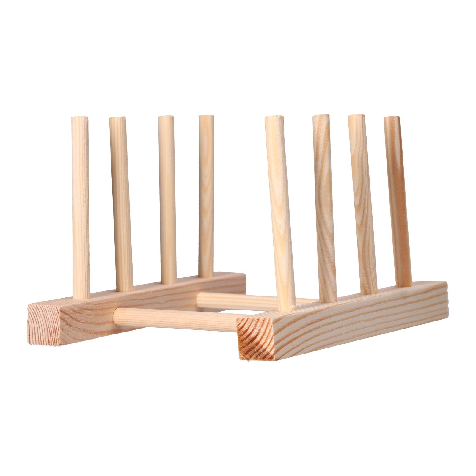 Bamboo Dish Plate Lightweight Portable Environmental Friendly Durable Pine Wood Dish Rack3 Grids 18cm
