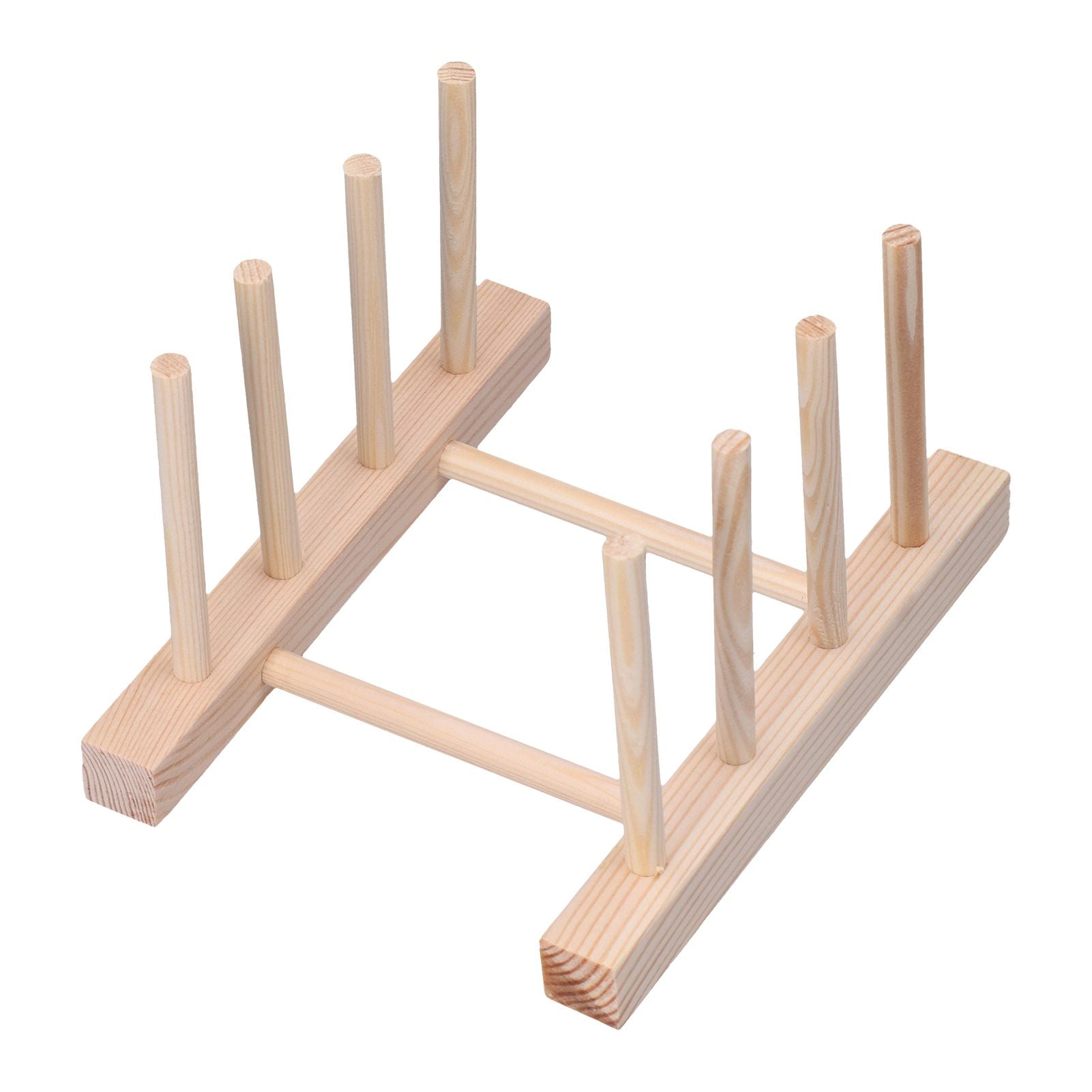 Bamboo Dish Plate Lightweight Portable Environmental Friendly Durable Pine Wood Dish Rack3 Grids 18cm