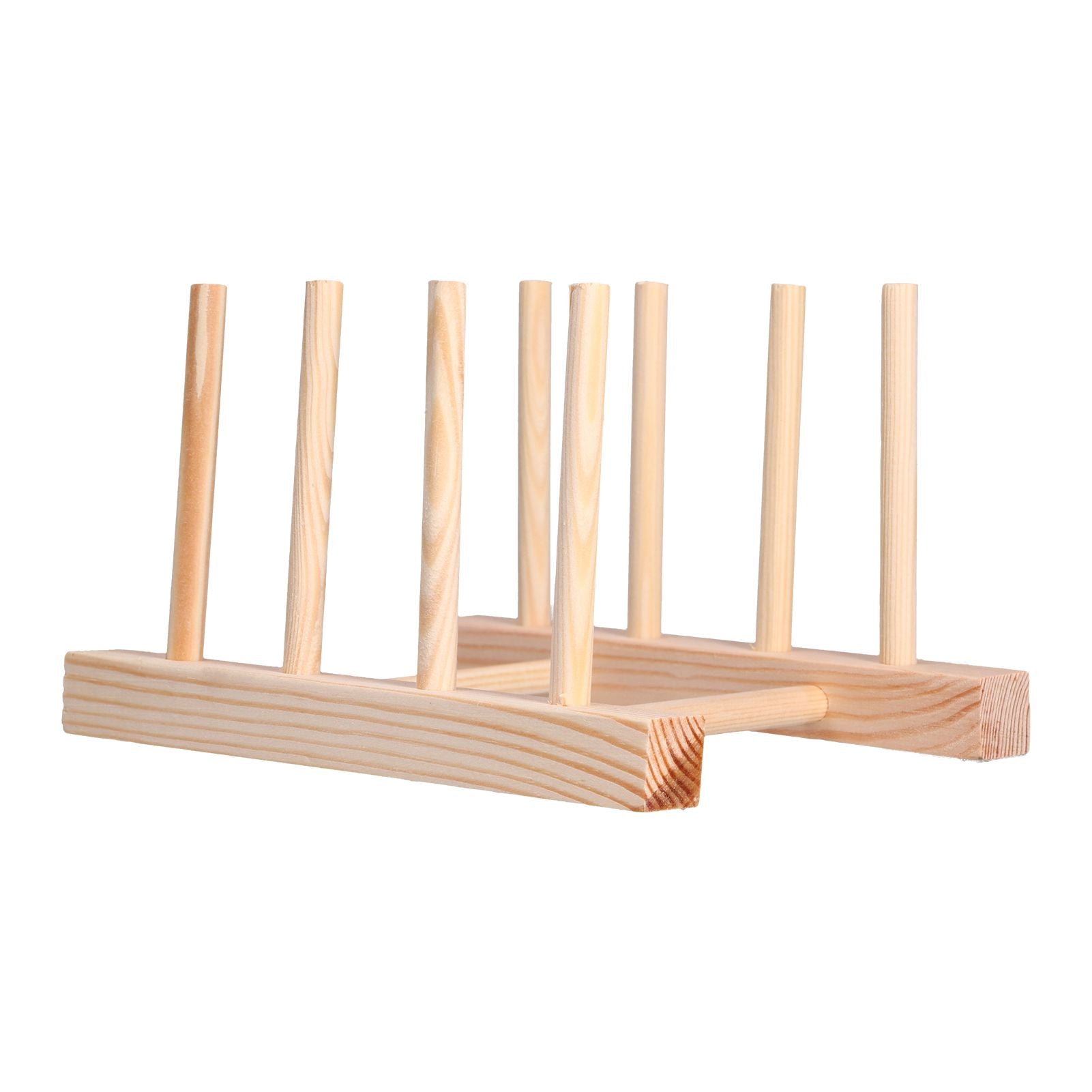 Bamboo Dish Plate Lightweight Portable Environmental Friendly Durable Pine Wood Dish Rack3 Grids 18cm