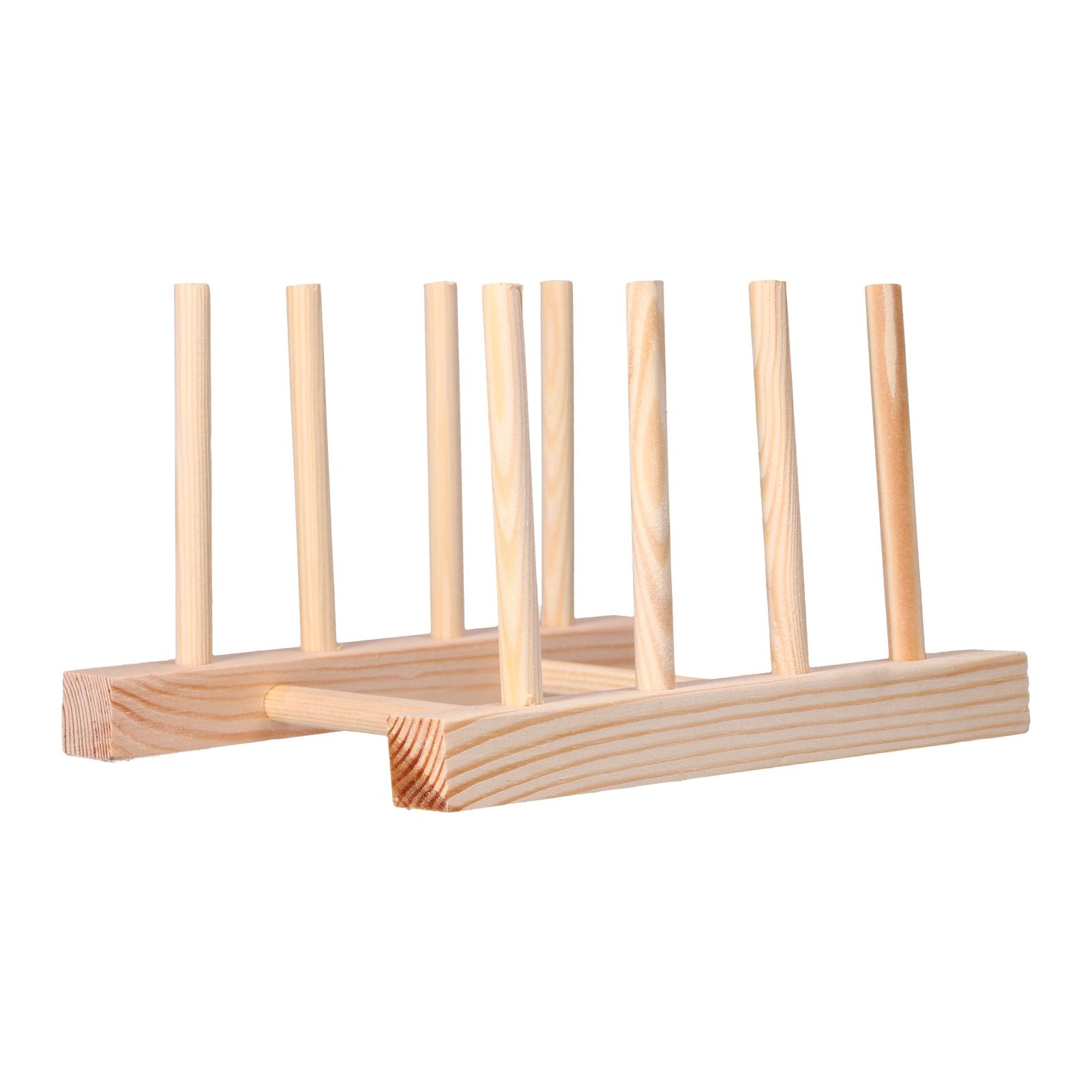 Bamboo Dish Plate Lightweight Portable Environmental Friendly Durable Pine Wood Dish Rack3 Grids 18cm