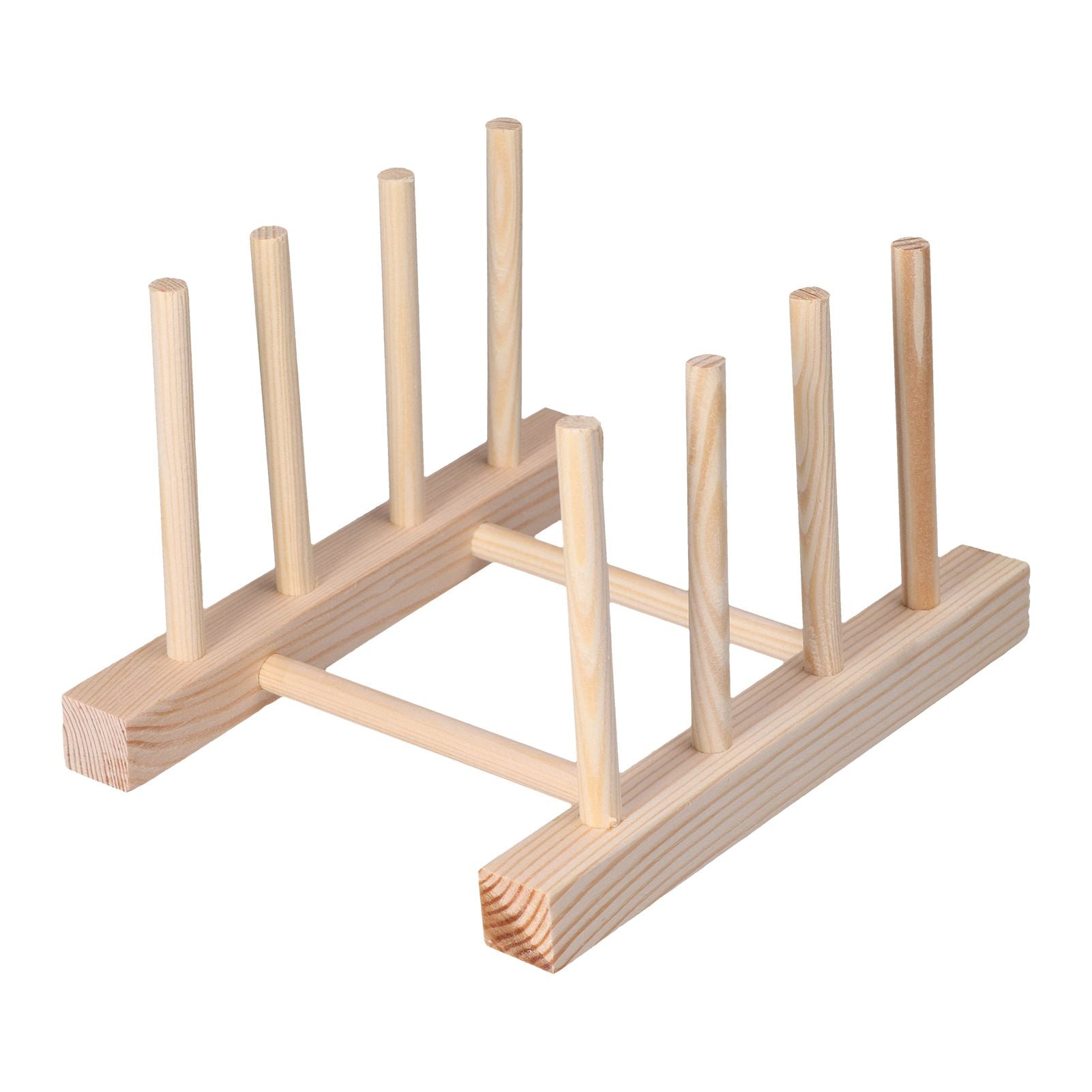 Bamboo Dish Plate Lightweight Portable Environmental Friendly Durable Pine Wood Dish Rack3 Grids 18cm