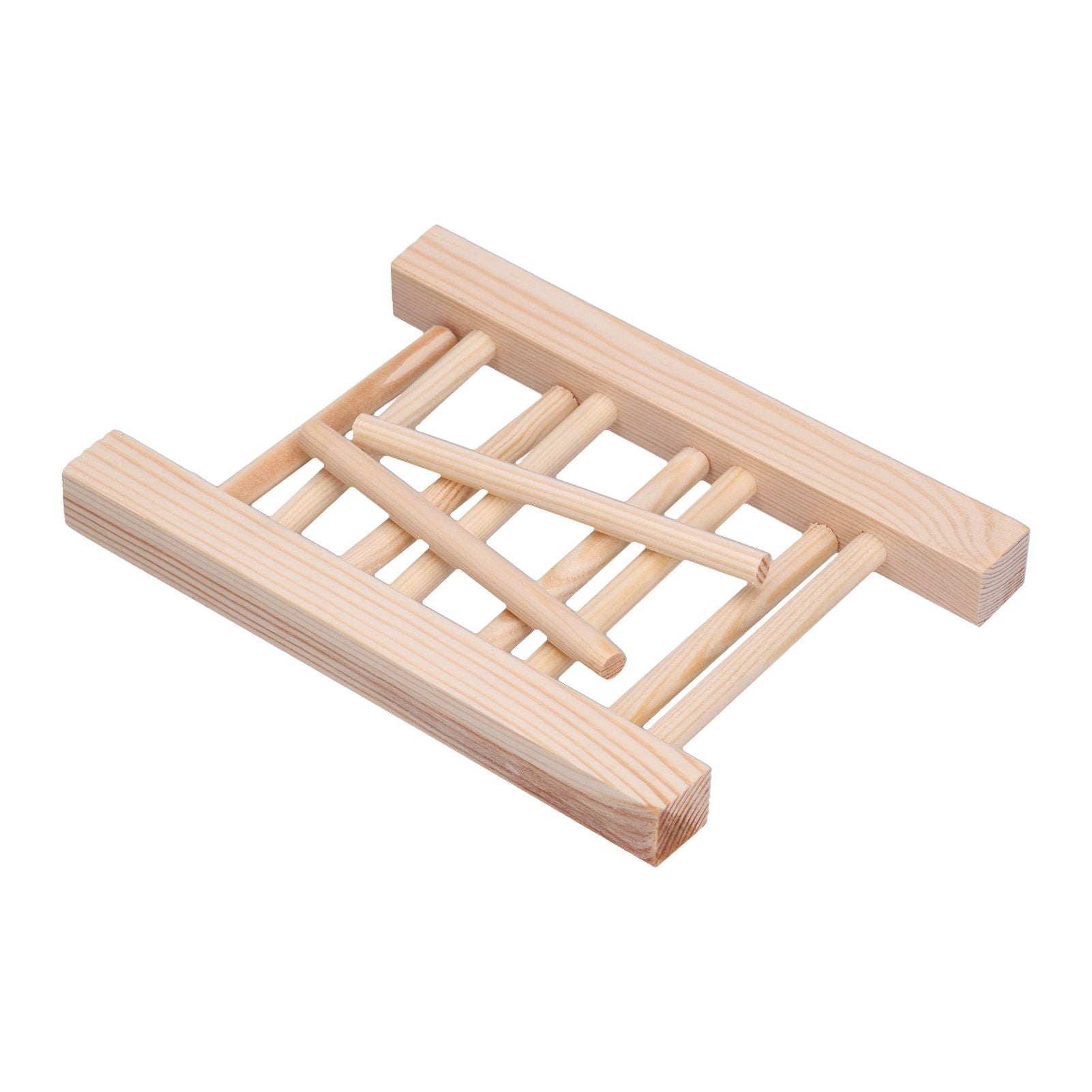 Bamboo Dish Plate Lightweight Portable Environmental Friendly Durable Pine Wood Dish Rack3 Grids 18cm