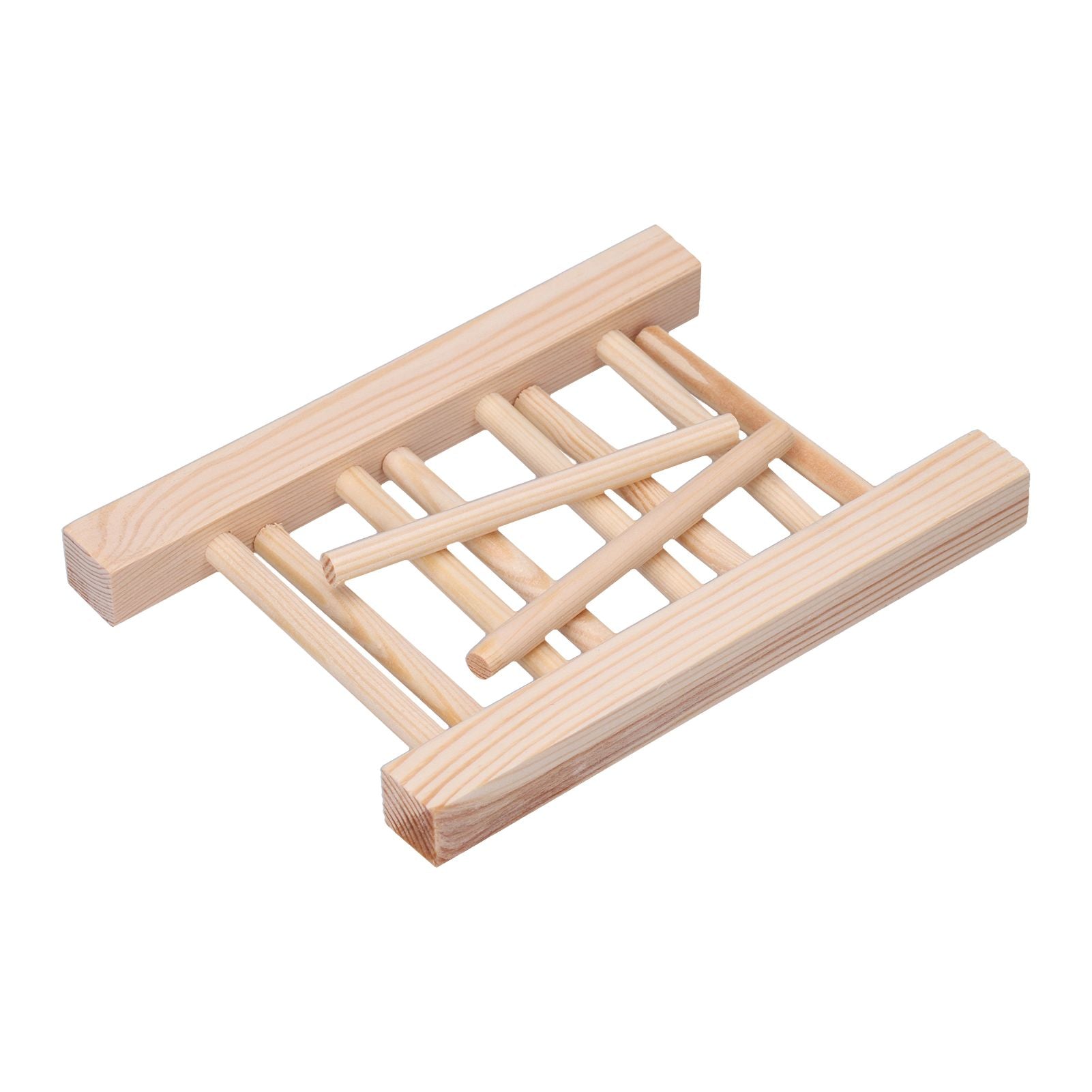 Bamboo Dish Plate Lightweight Portable Environmental Friendly Durable Pine Wood Dish Rack3 Grids 18cm