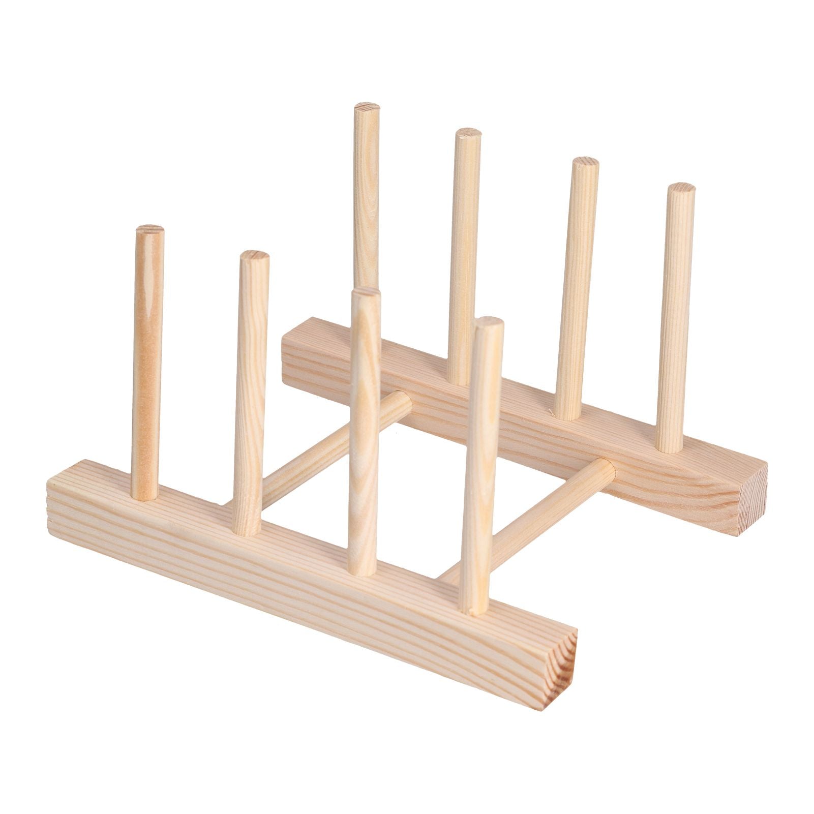 Bamboo Dish Plate Lightweight Portable Environmental Friendly Durable Pine Wood Dish Rack3 Grids 18cm