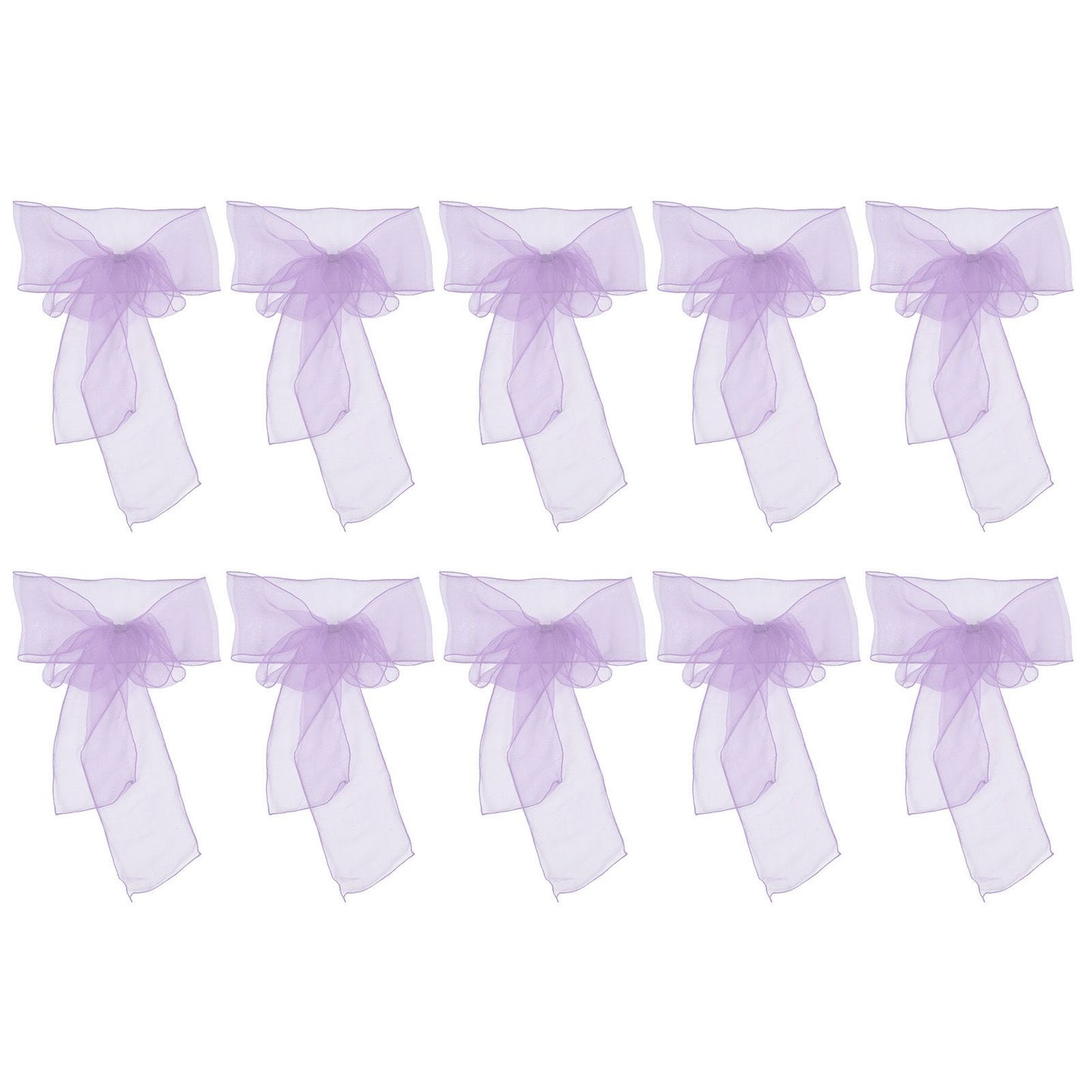 10Pcs Organza Banquet Chair Sash Exquisite Chair Bows Sashes for Wedding Party DecorationLight Purple
