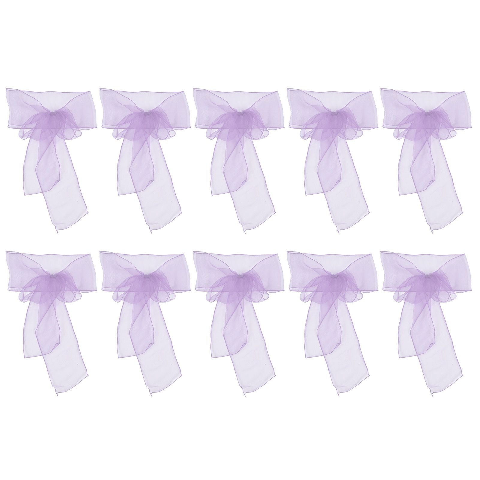 10Pcs Organza Banquet Chair Sash Exquisite Chair Bows Sashes for Wedding Party DecorationLight Purple
